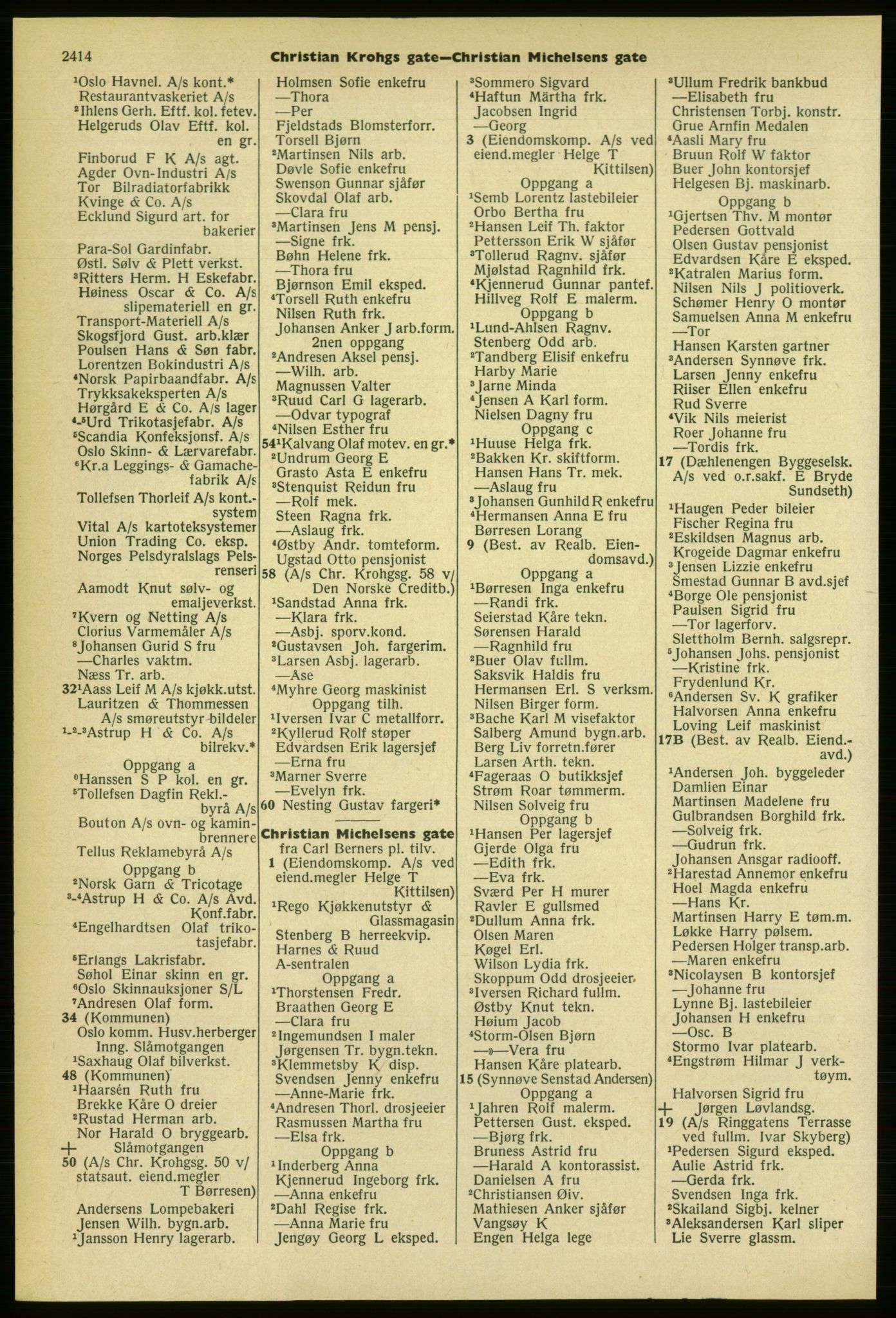Kristiania/Oslo adressebok, PUBL/-, 1961-1962, p. 2414