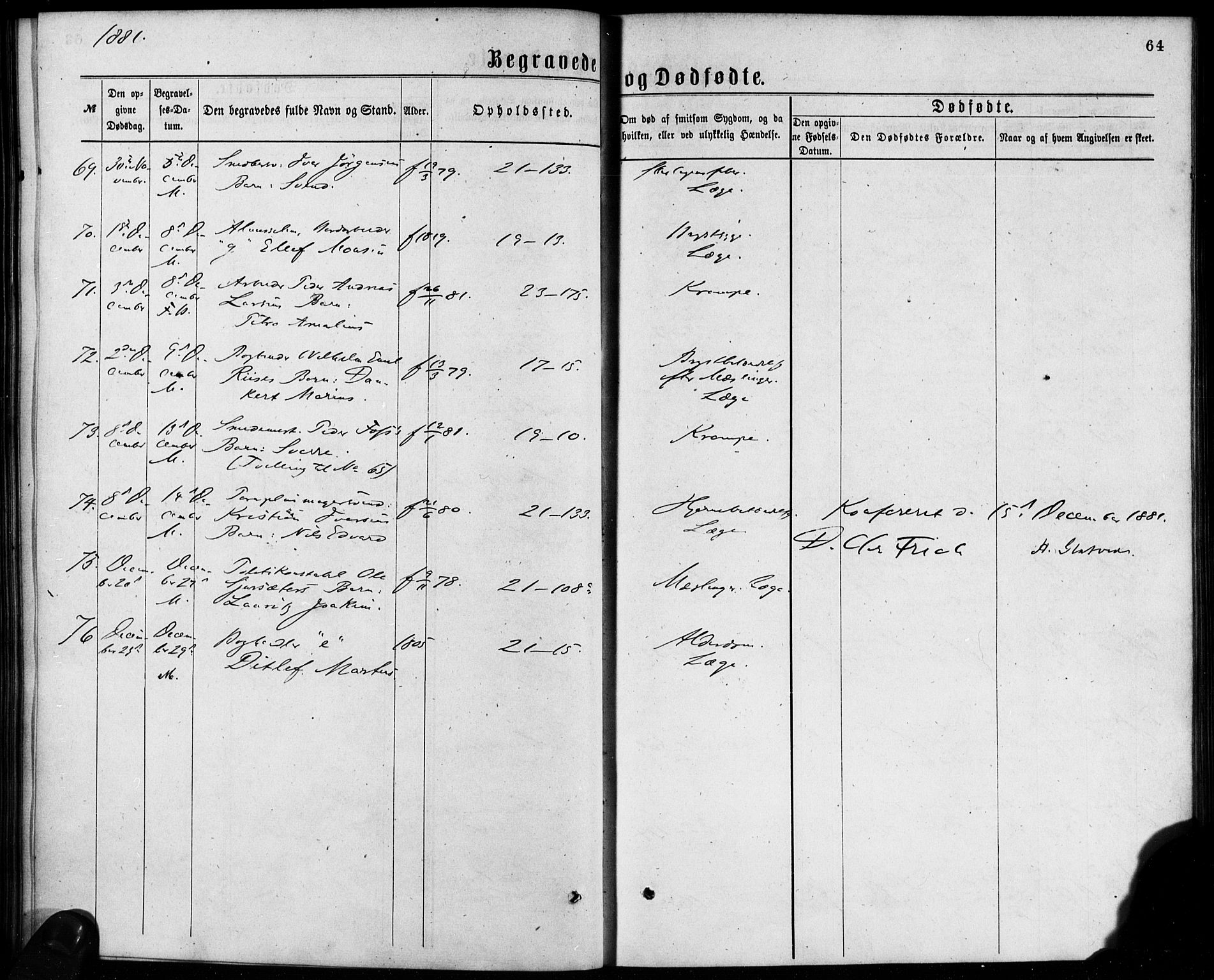 Korskirken sokneprestembete, AV/SAB-A-76101/H/Haa/L0046: Parish register (official) no. E 4, 1875-1883, p. 64