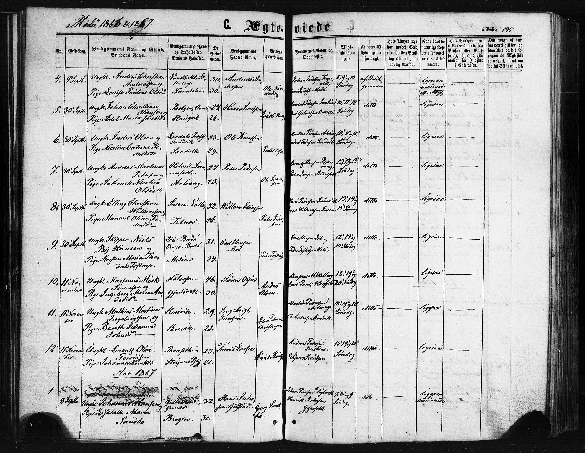 Ministerialprotokoller, klokkerbøker og fødselsregistre - Nordland, AV/SAT-A-1459/841/L0607: Parish register (official) no. 841A11 /2, 1863-1877, p. 135