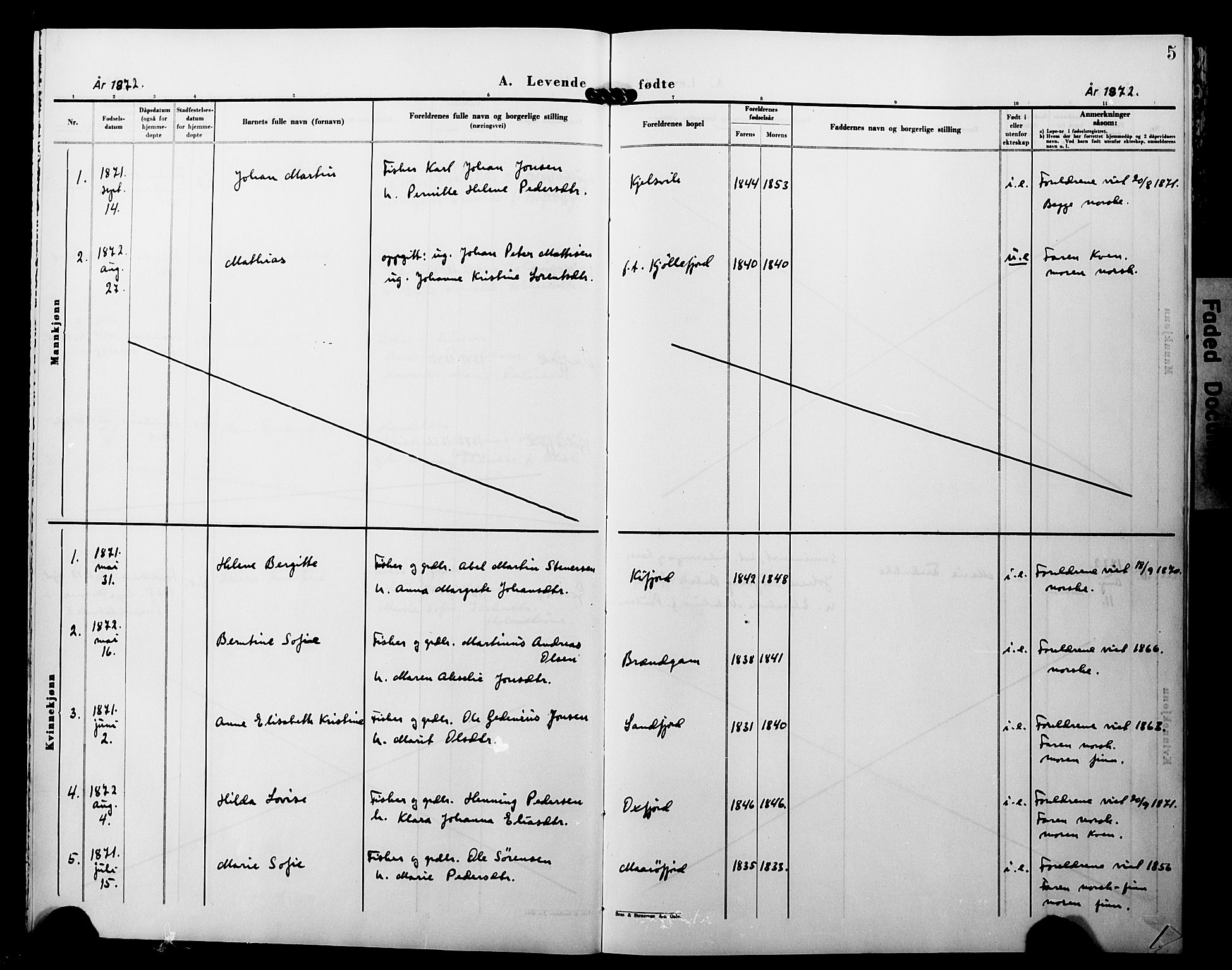 Lebesby sokneprestkontor, SATØ/S-1353/H/Ha/L0005kirke: Parish register (official) no. 5, 1870-1902, p. 5