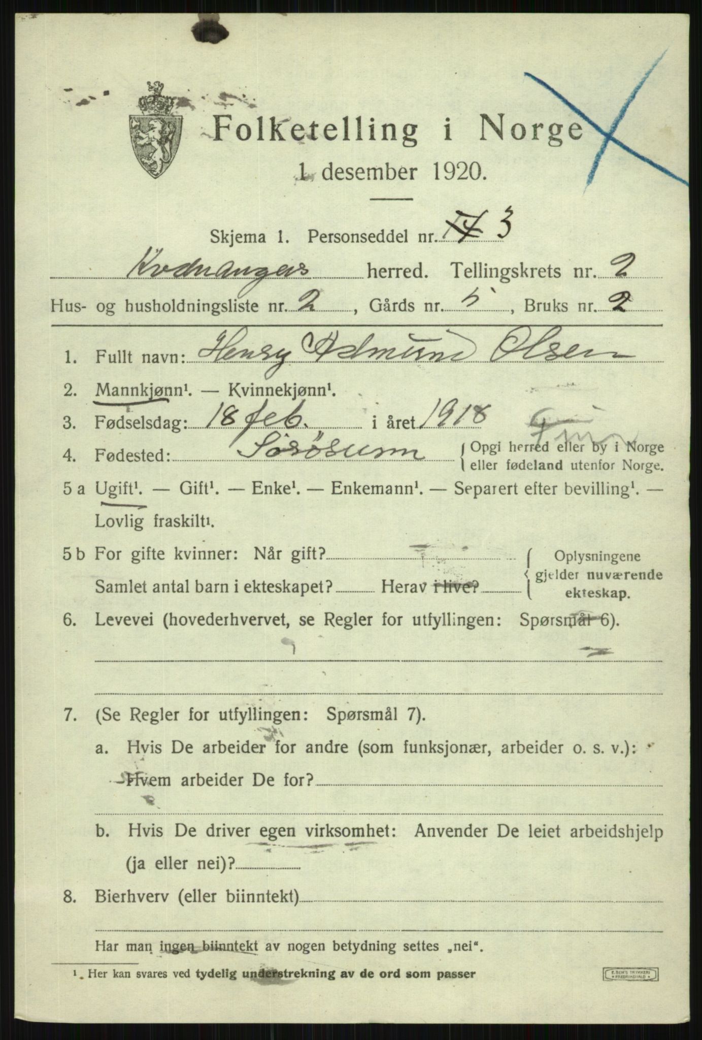 SATØ, 1920 census for Kvænangen, 1920, p. 1230