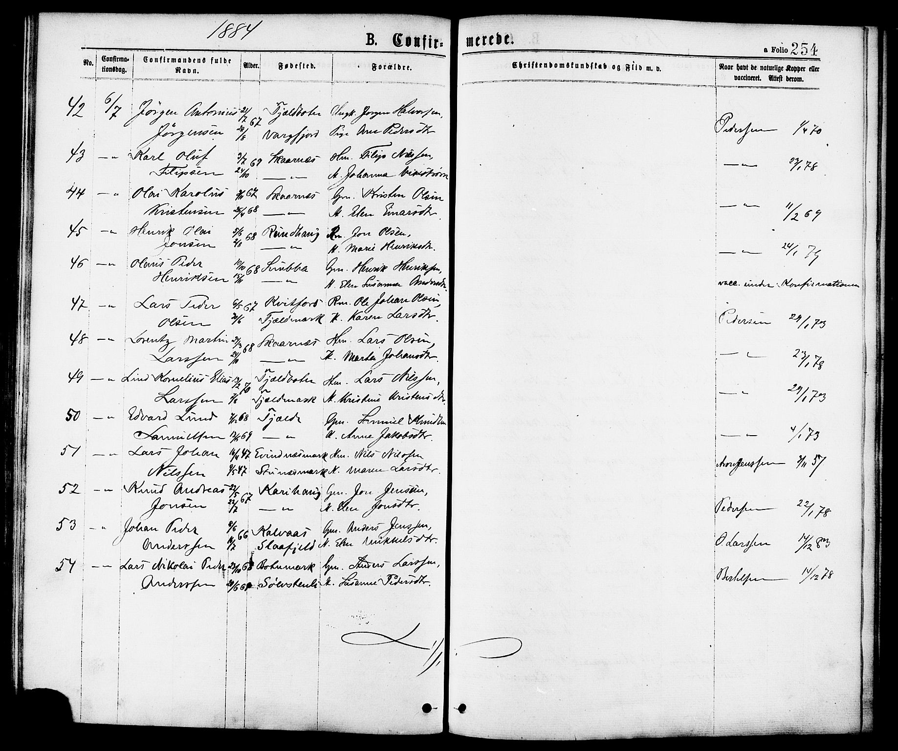 Ministerialprotokoller, klokkerbøker og fødselsregistre - Nordland, SAT/A-1459/863/L0897: Parish register (official) no. 863A09, 1872-1886, p. 254