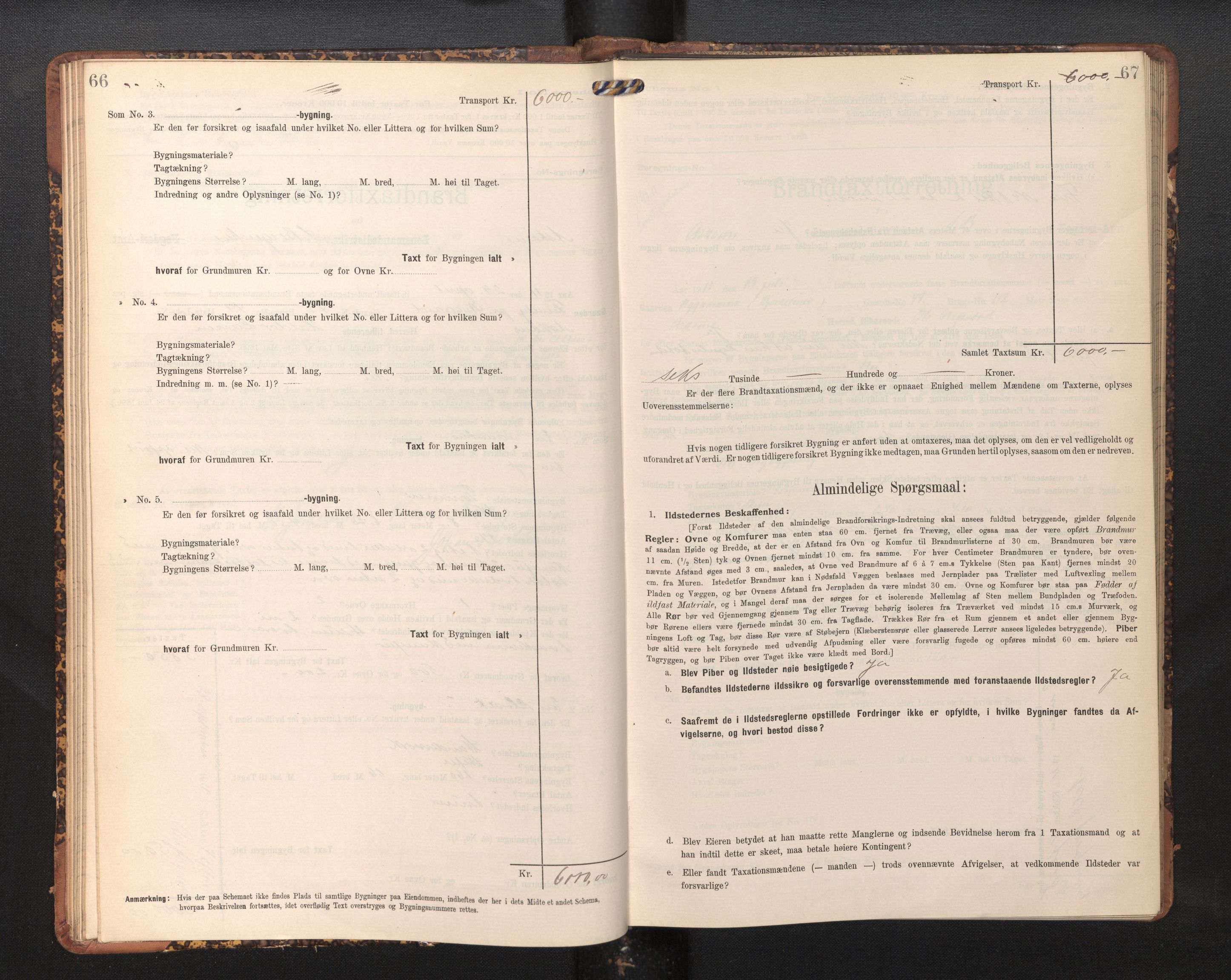 Lensmannen i Askøy, SAB/A-31001/0012/L0006: Branntakstprotokoll, skjematakst, Laksevåg, 1907-1917, p. 66-67