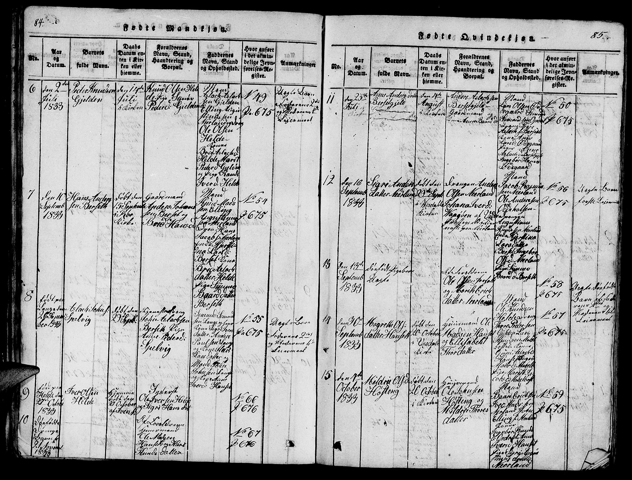 Ministerialprotokoller, klokkerbøker og fødselsregistre - Møre og Romsdal, AV/SAT-A-1454/554/L0644: Parish register (copy) no. 554C01, 1818-1851, p. 84-85