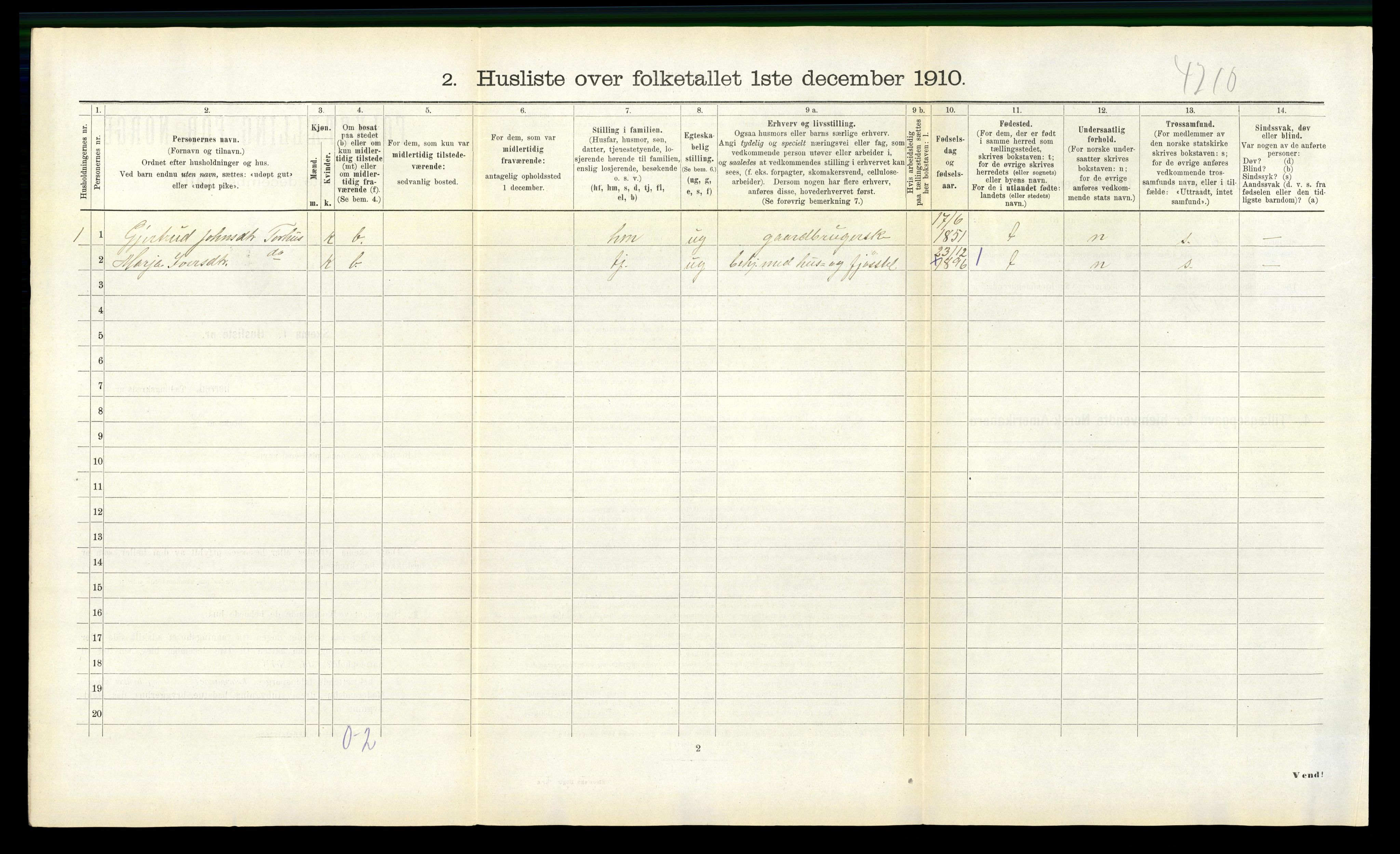 RA, 1910 census for Eresfjord og Vistdal, 1910, p. 330