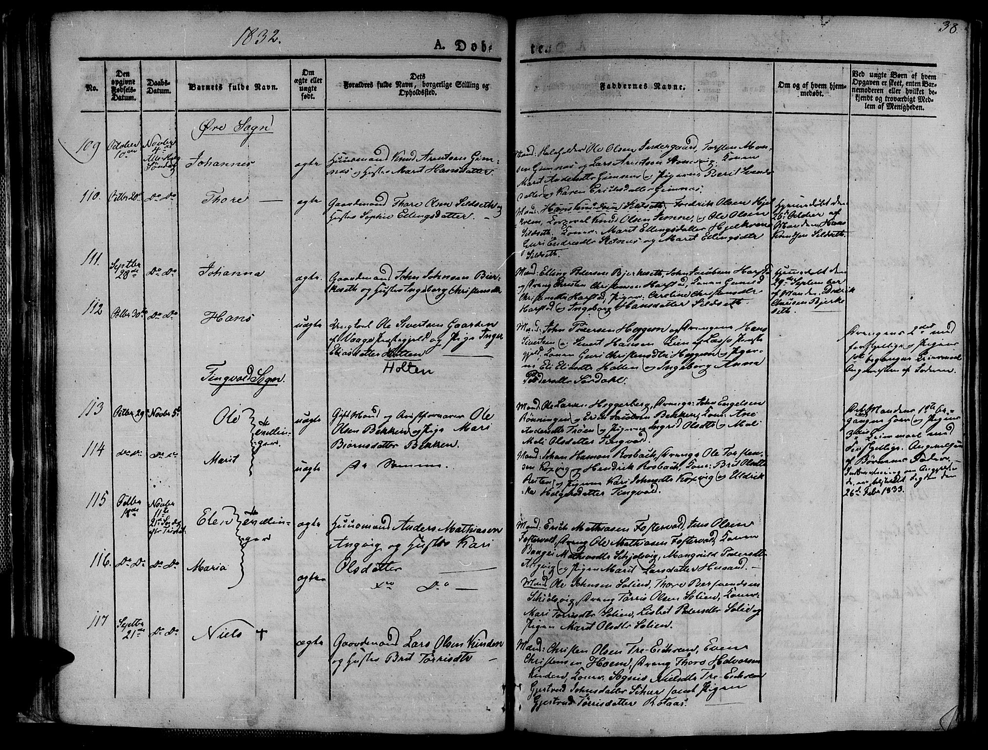 Ministerialprotokoller, klokkerbøker og fødselsregistre - Møre og Romsdal, AV/SAT-A-1454/586/L0983: Parish register (official) no. 586A09, 1829-1843, p. 38