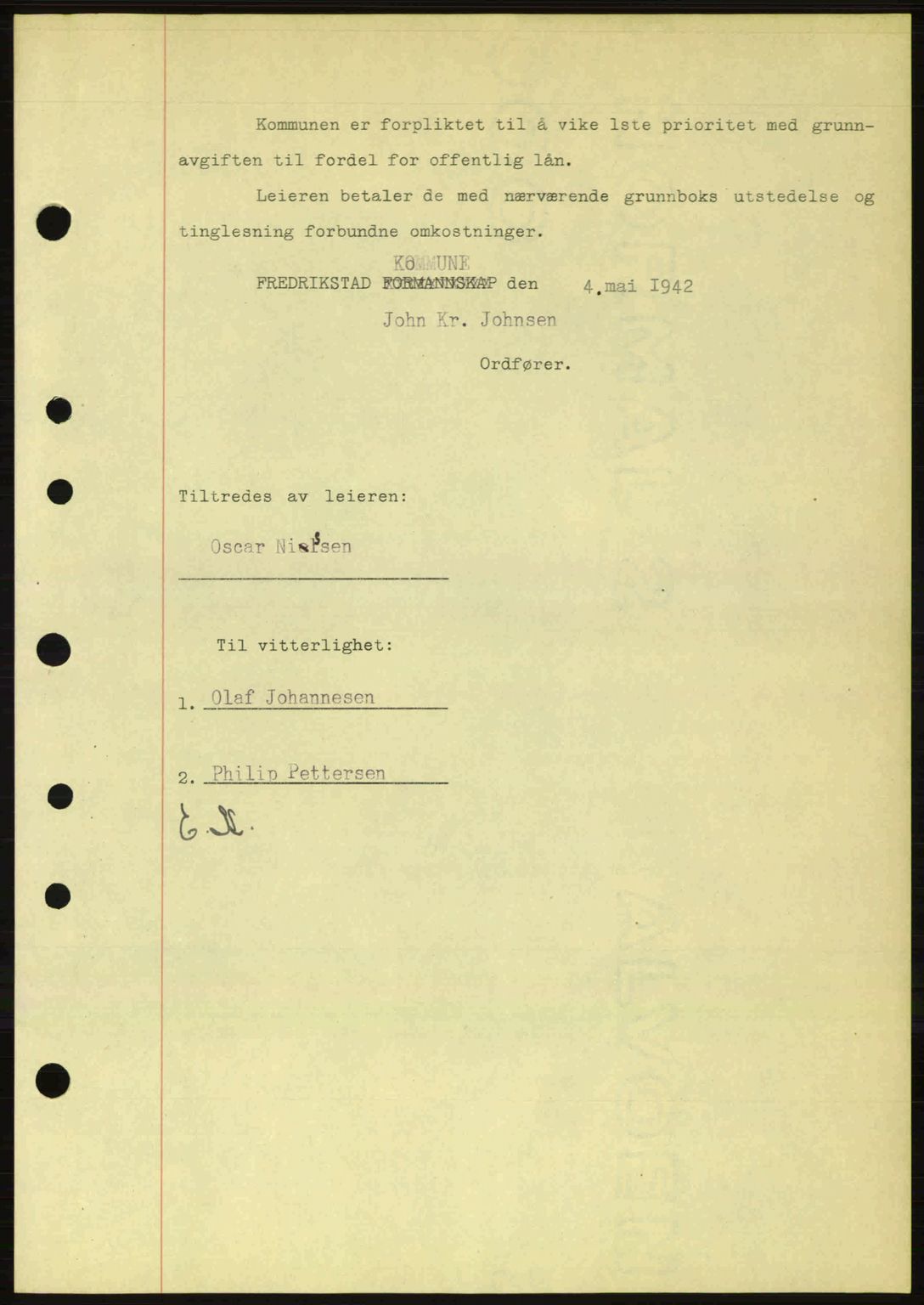 Fredrikstad byfogd, AV/SAO-A-10473a/G/Ga/Gac/L0002: Mortgage book no. A32a, 1940-1945, Diary no: : 587/1942