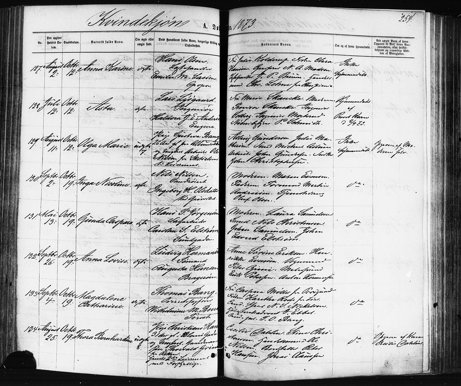 Bragernes kirkebøker, AV/SAKO-A-6/F/Fb/L0004: Parish register (official) no. II 4, 1869-1875, p. 254