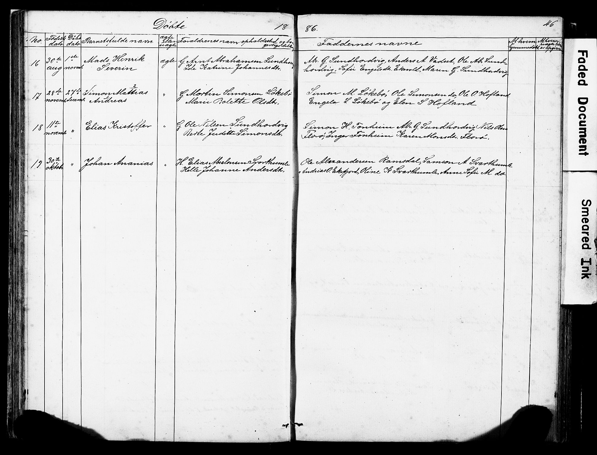 Kinn sokneprestembete, AV/SAB-A-80801/H/Hab/Habe/L0001: Parish register (copy) no. E 1, 1864-1899, p. 46