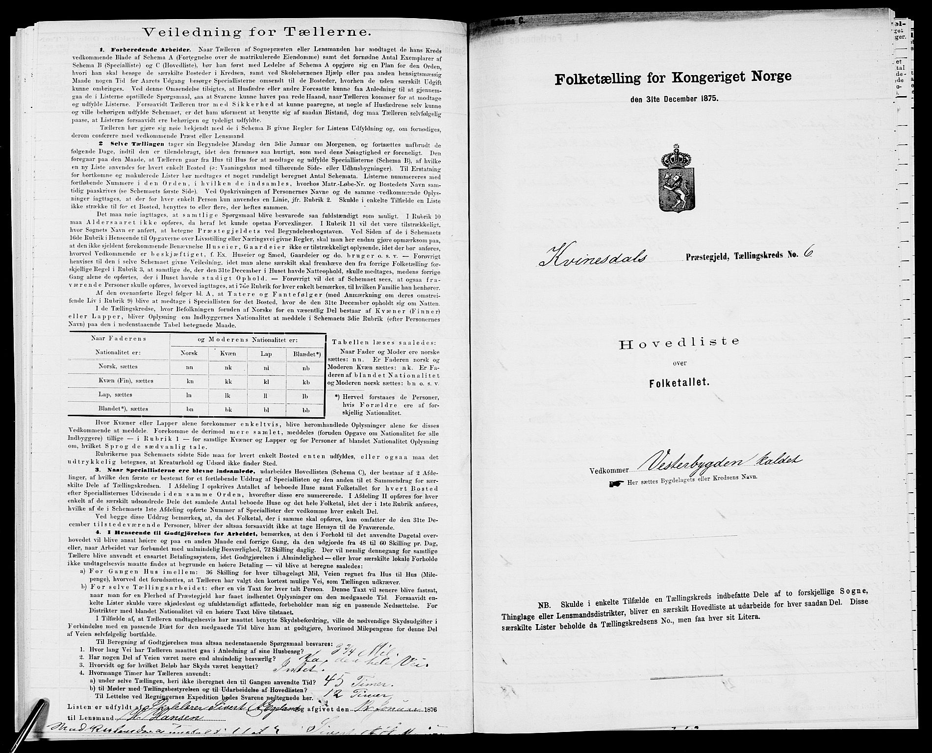 SAK, 1875 census for 1037P Kvinesdal, 1875, p. 65