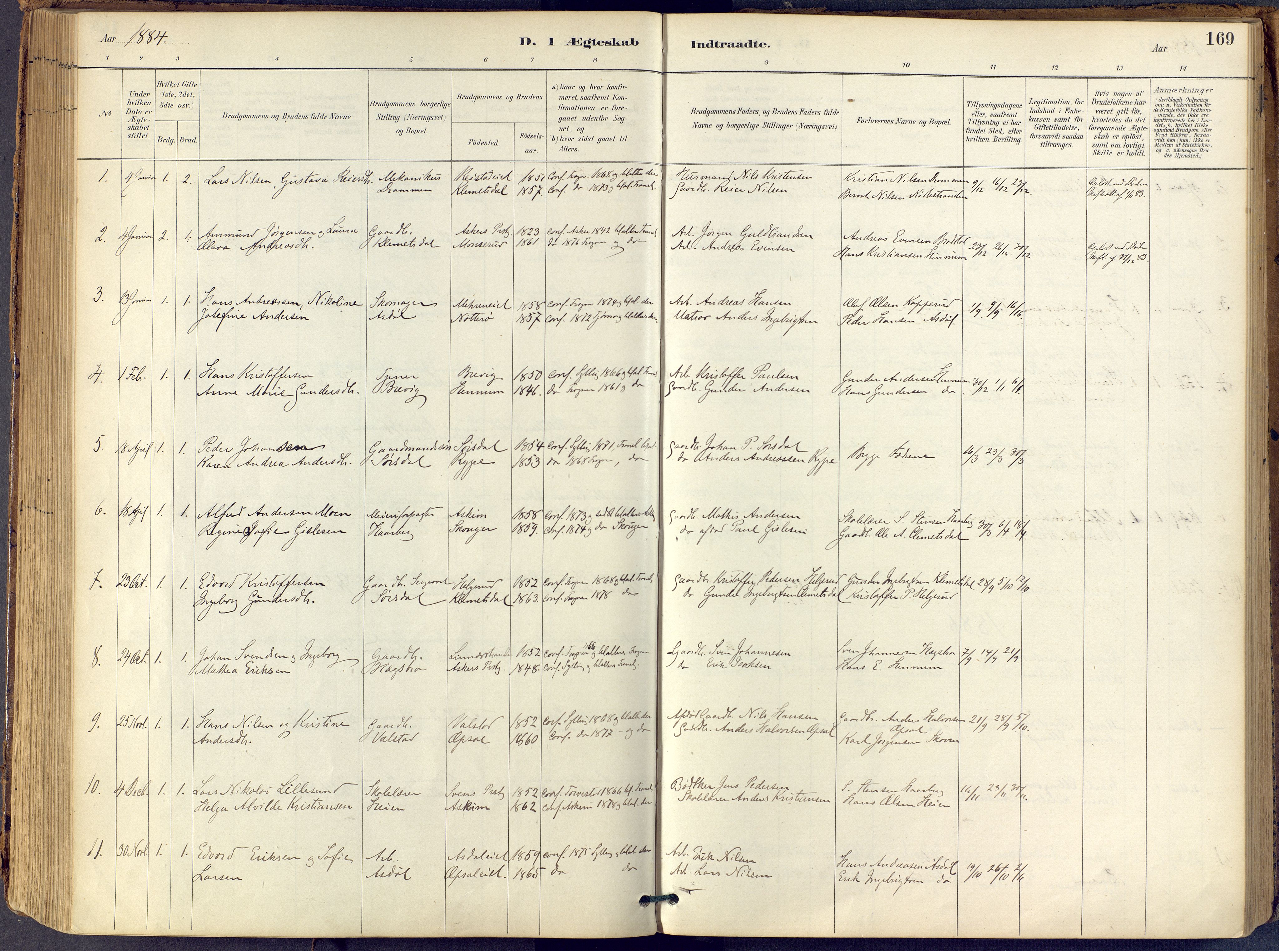 Lier kirkebøker, AV/SAKO-A-230/F/Fb/L0001: Parish register (official) no. II 1, 1883-1910, p. 169