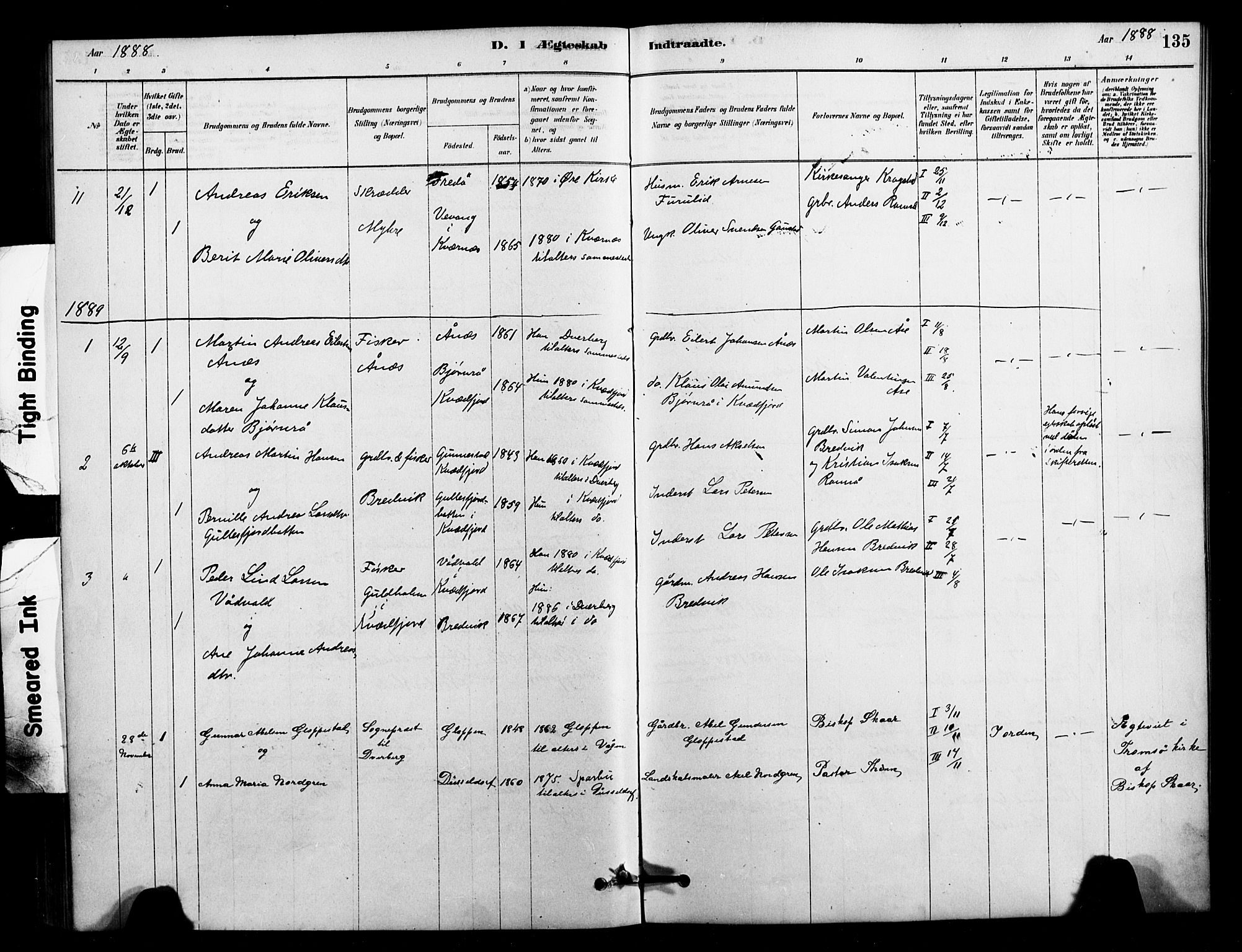 Ministerialprotokoller, klokkerbøker og fødselsregistre - Nordland, AV/SAT-A-1459/897/L1399: Parish register (official) no. 897C06, 1881-1896, p. 135