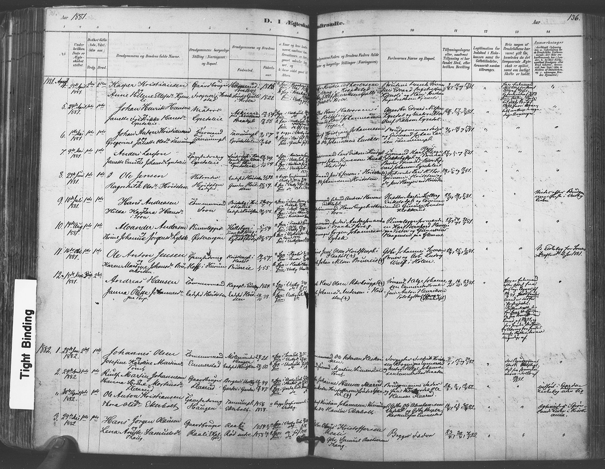 Vestby prestekontor Kirkebøker, AV/SAO-A-10893/F/Fa/L0009: Parish register (official) no. I 9, 1878-1900, p. 136