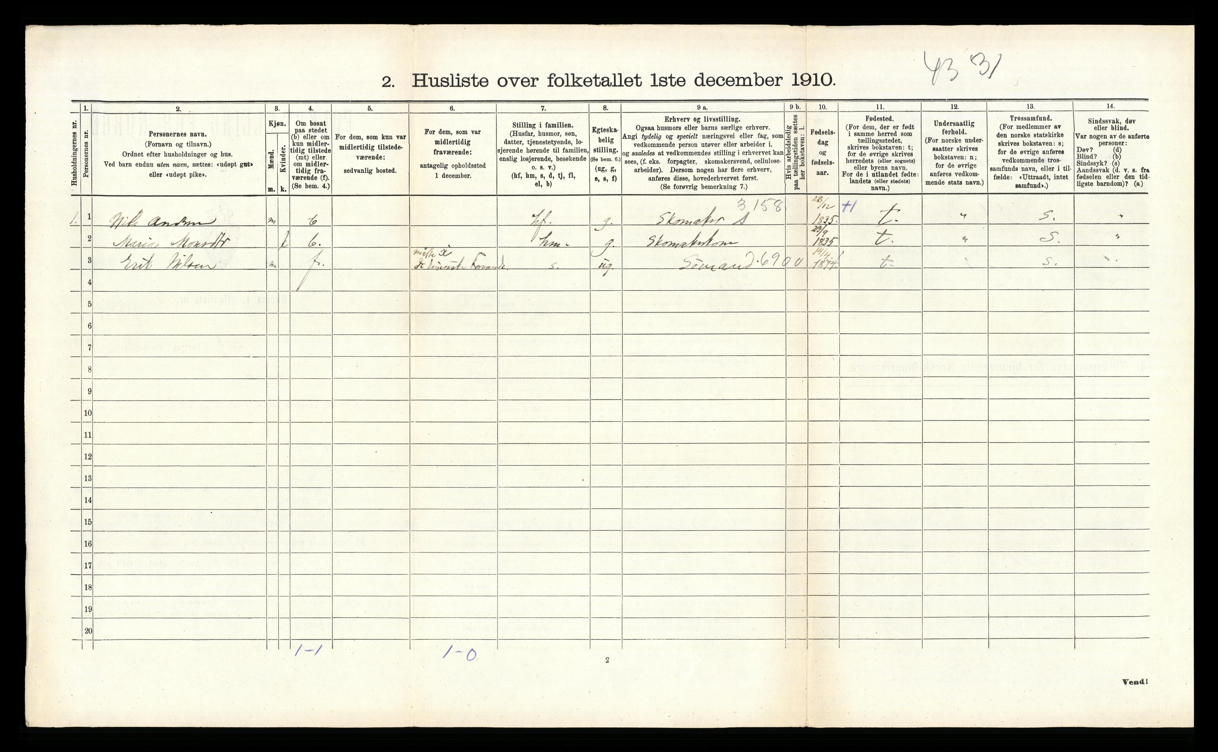 RA, 1910 census for Bruvik, 1910, p. 221