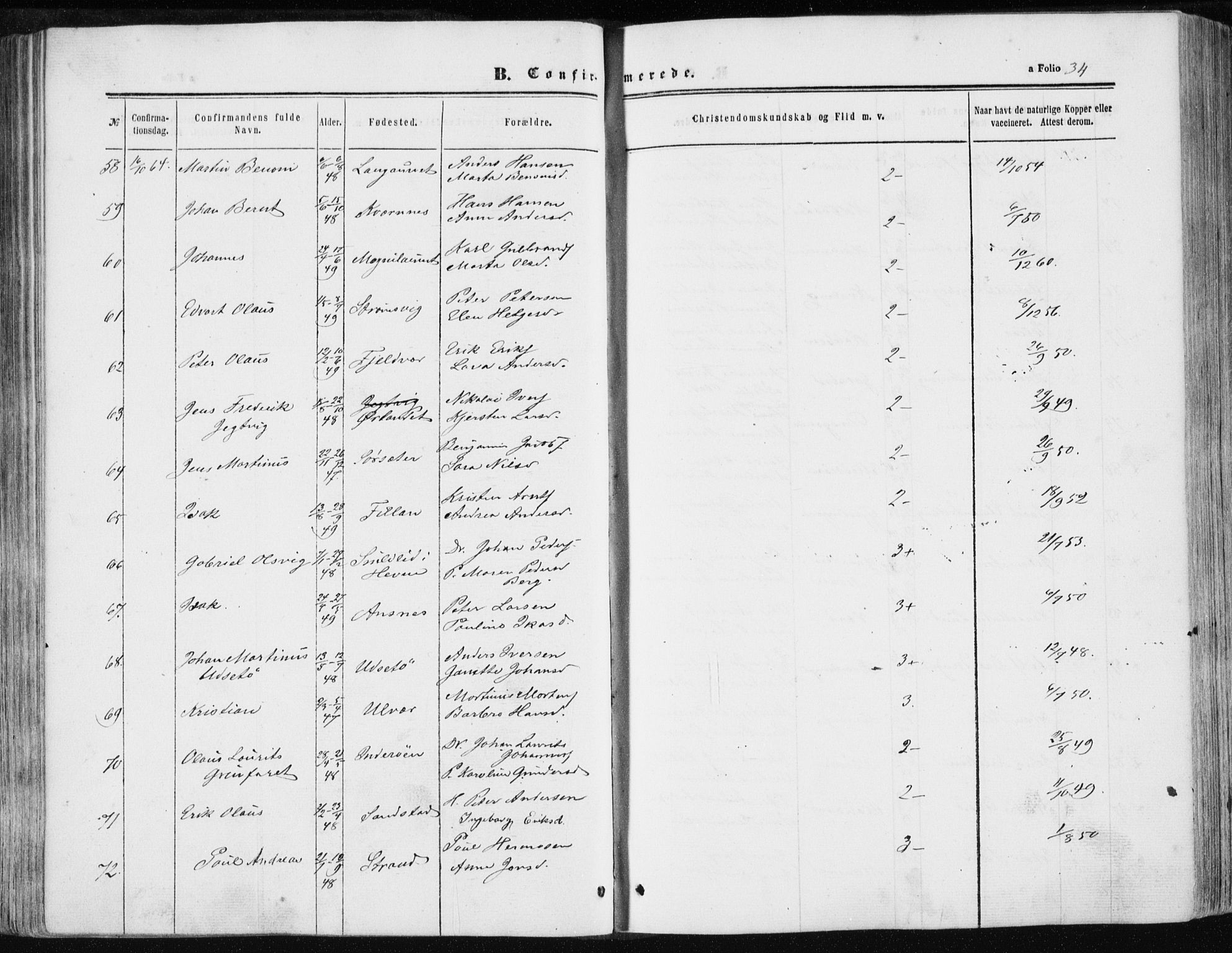 Ministerialprotokoller, klokkerbøker og fødselsregistre - Sør-Trøndelag, AV/SAT-A-1456/634/L0531: Parish register (official) no. 634A07, 1861-1870, p. 34