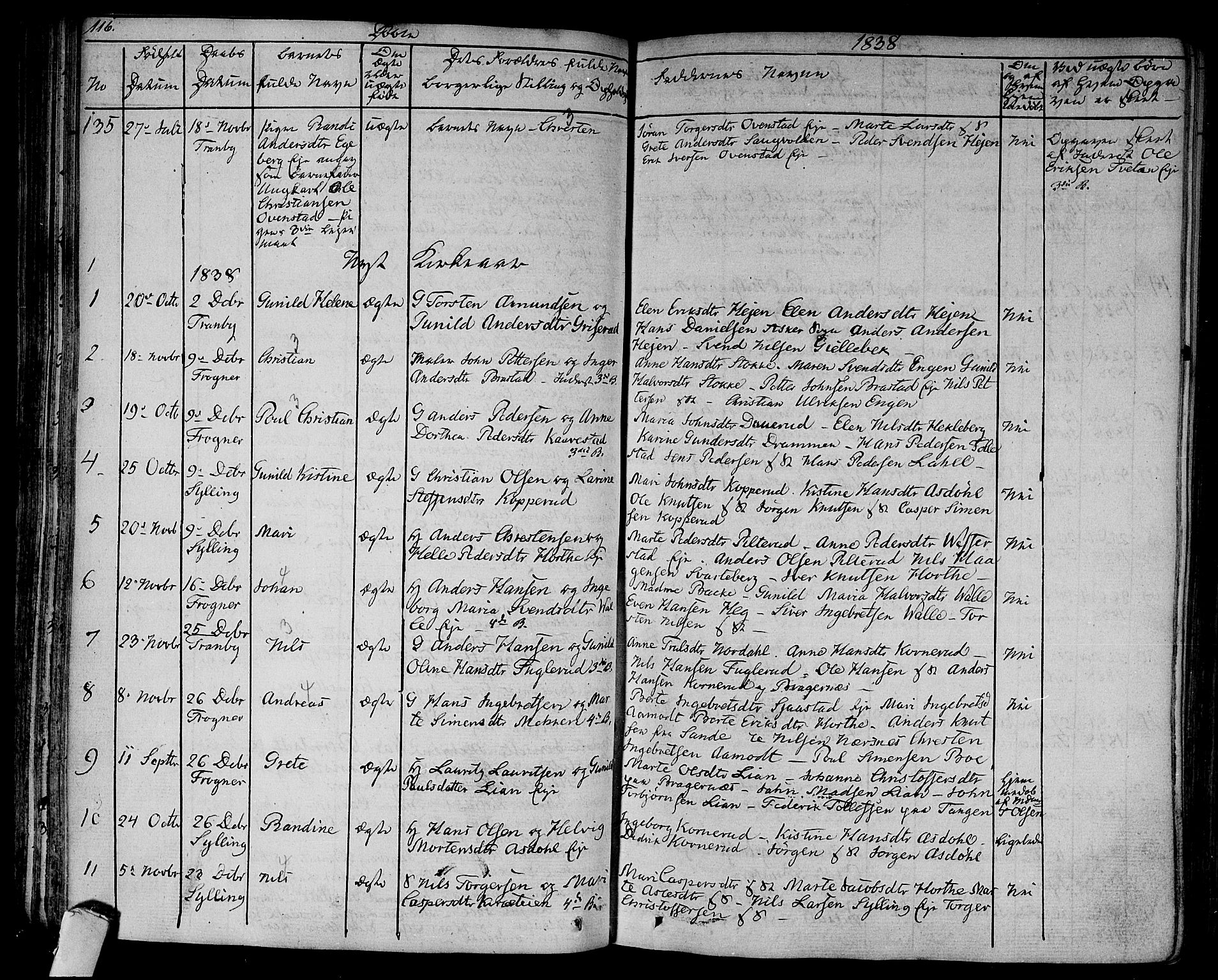 Lier kirkebøker, SAKO/A-230/F/Fa/L0010: Parish register (official) no. I 10, 1827-1843, p. 116