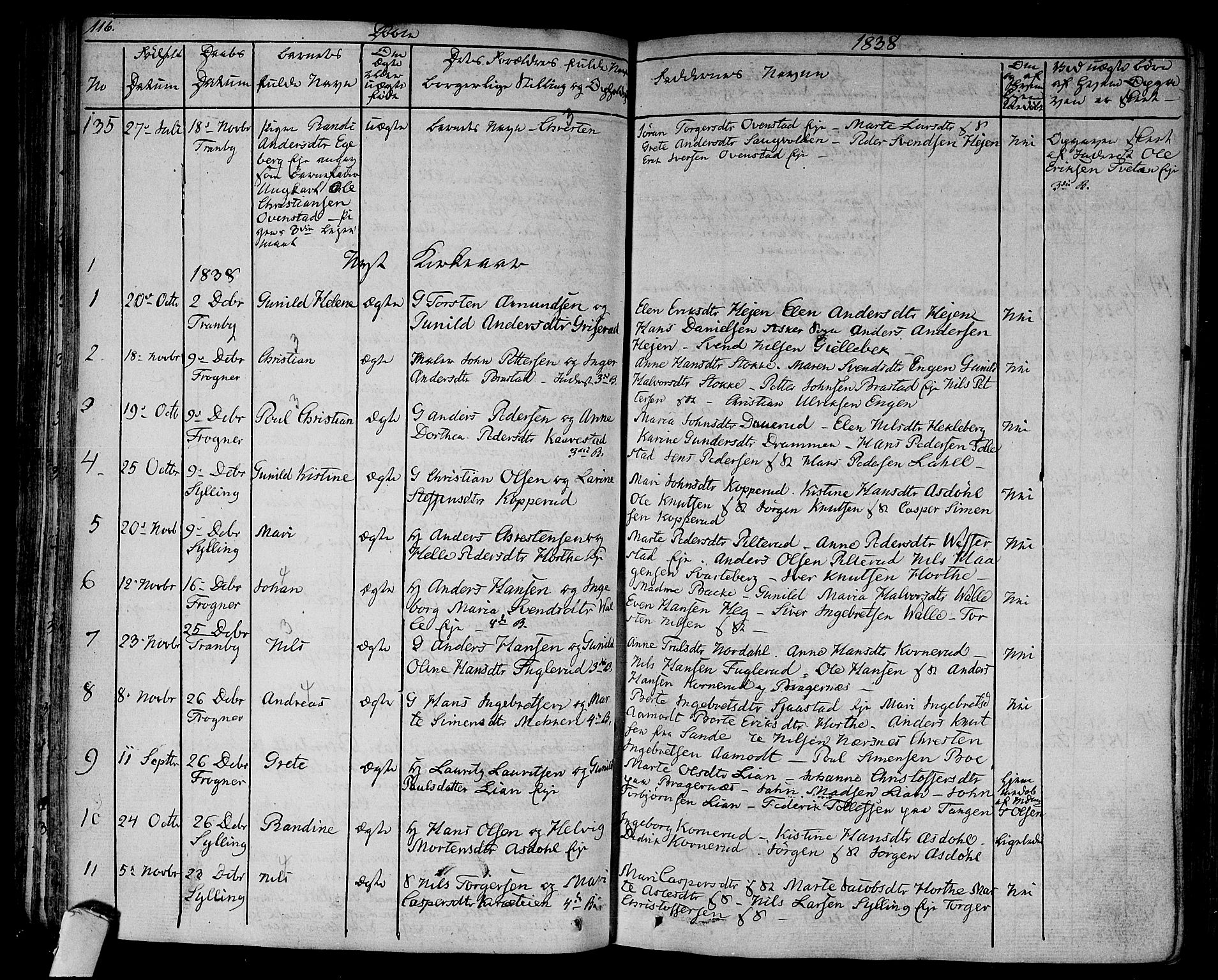 Lier kirkebøker, AV/SAKO-A-230/F/Fa/L0010: Parish register (official) no. I 10, 1827-1843, p. 116