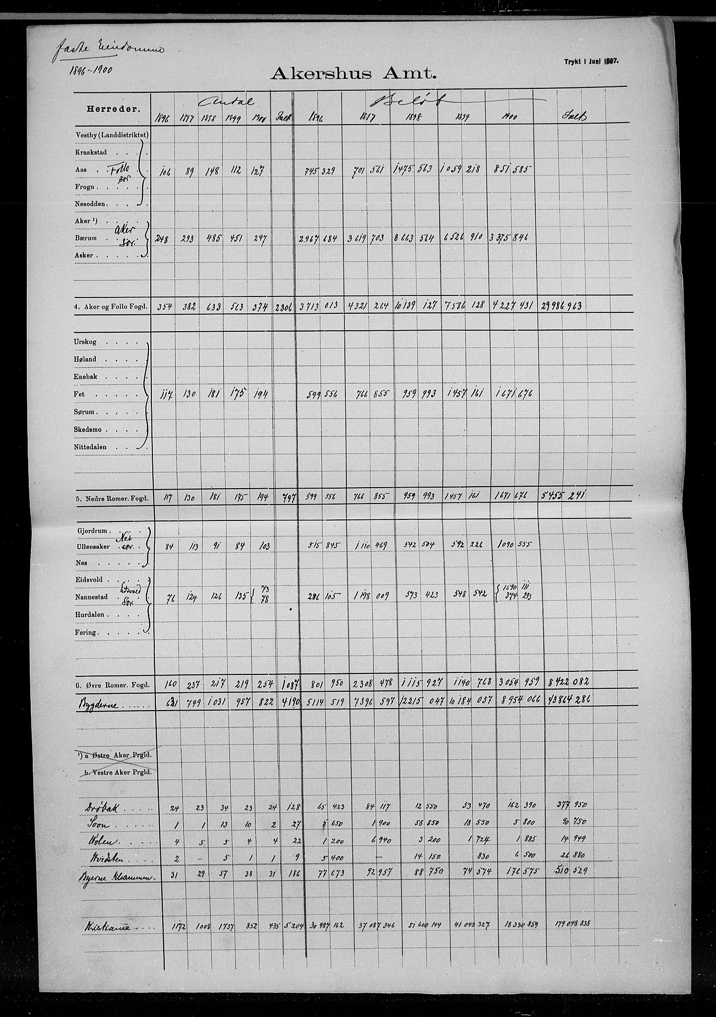 Statistisk sentralbyrå, Næringsøkonomiske emner, Generelt - Amtmennenes femårsberetninger, AV/RA-S-2233/F/Fa/L0096: --, 1896-1900, p. 351