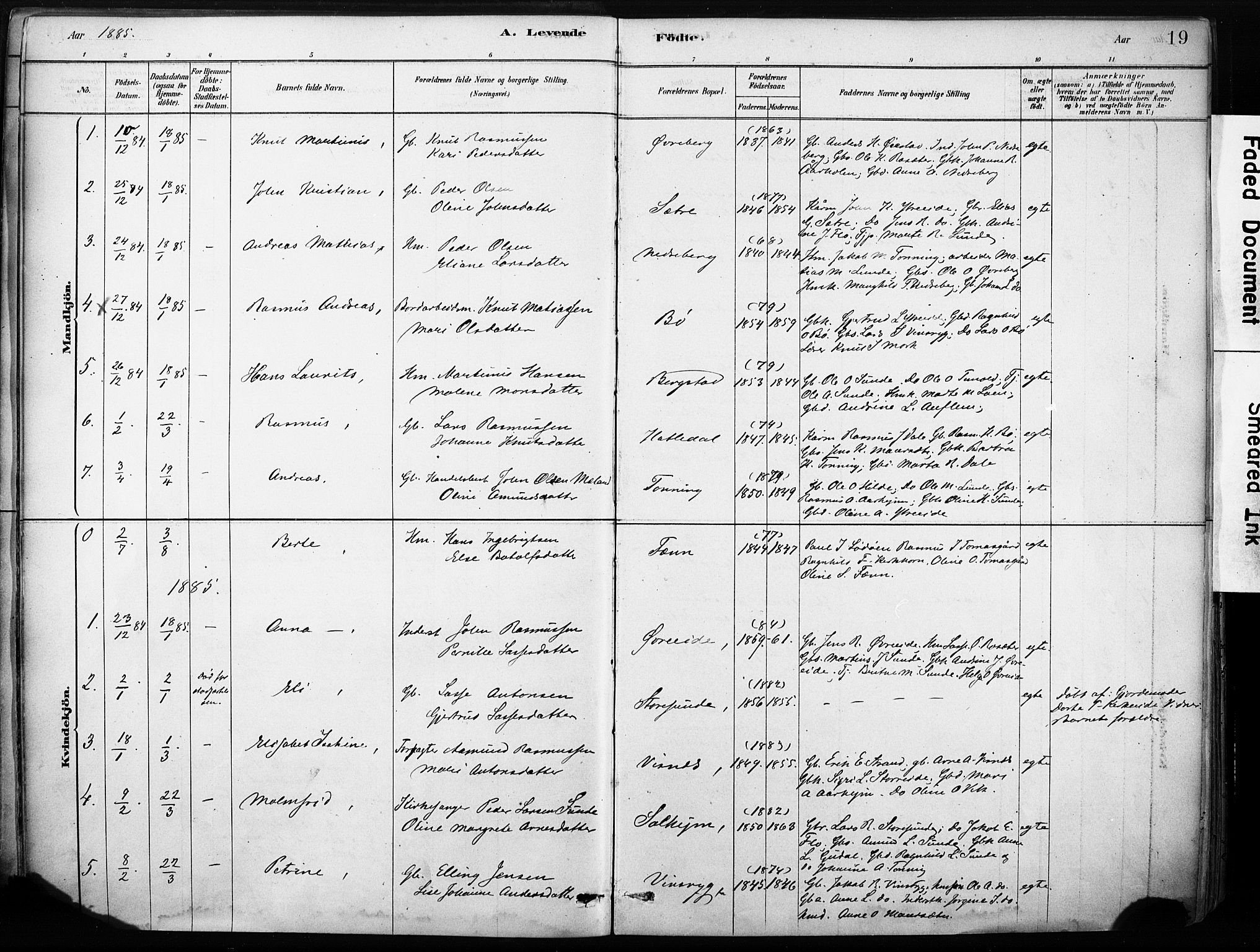 Stryn Sokneprestembete, AV/SAB-A-82501: Parish register (official) no. B 1, 1878-1907, p. 19