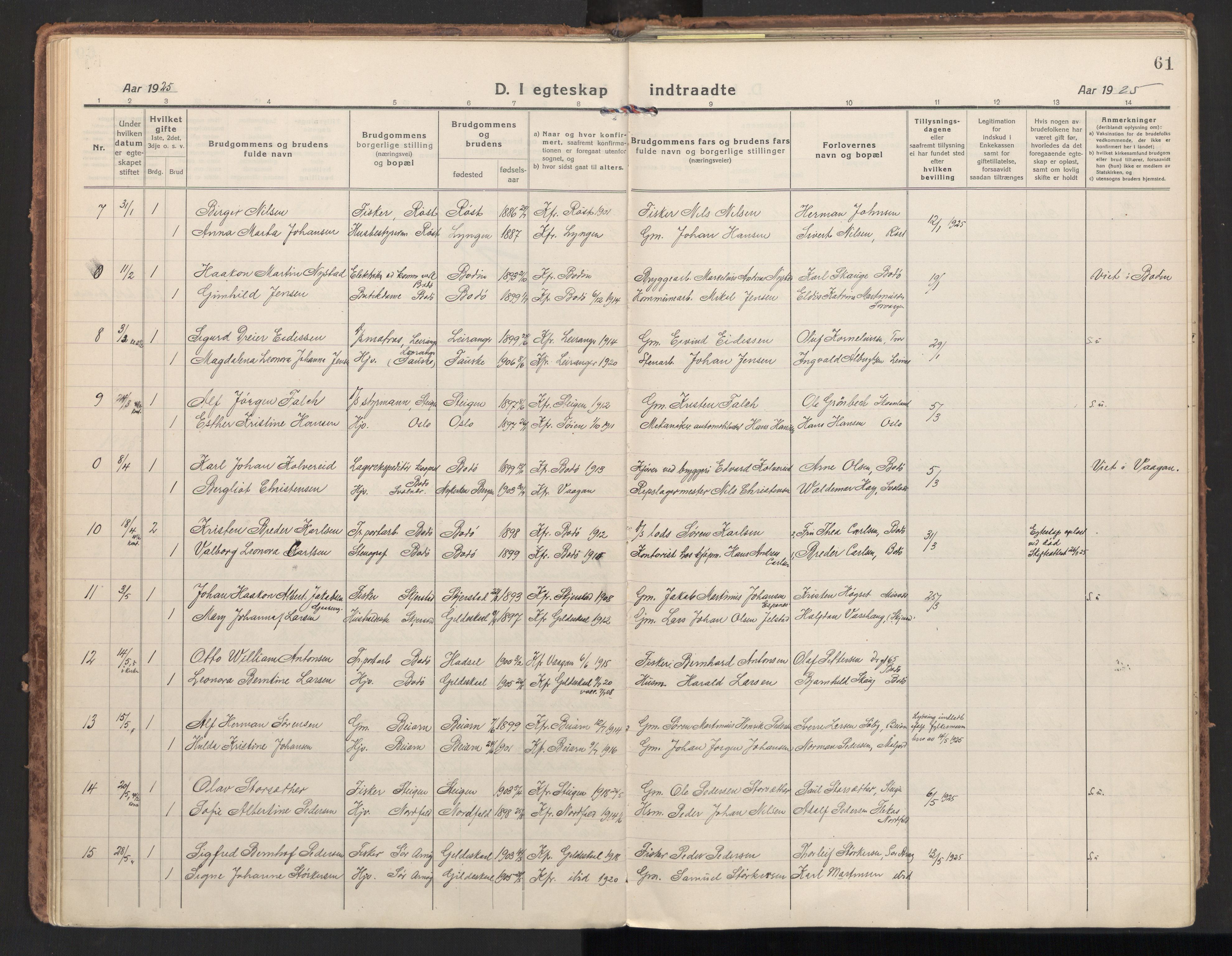 Ministerialprotokoller, klokkerbøker og fødselsregistre - Nordland, AV/SAT-A-1459/801/L0018: Parish register (official) no. 801A18, 1916-1930, p. 61