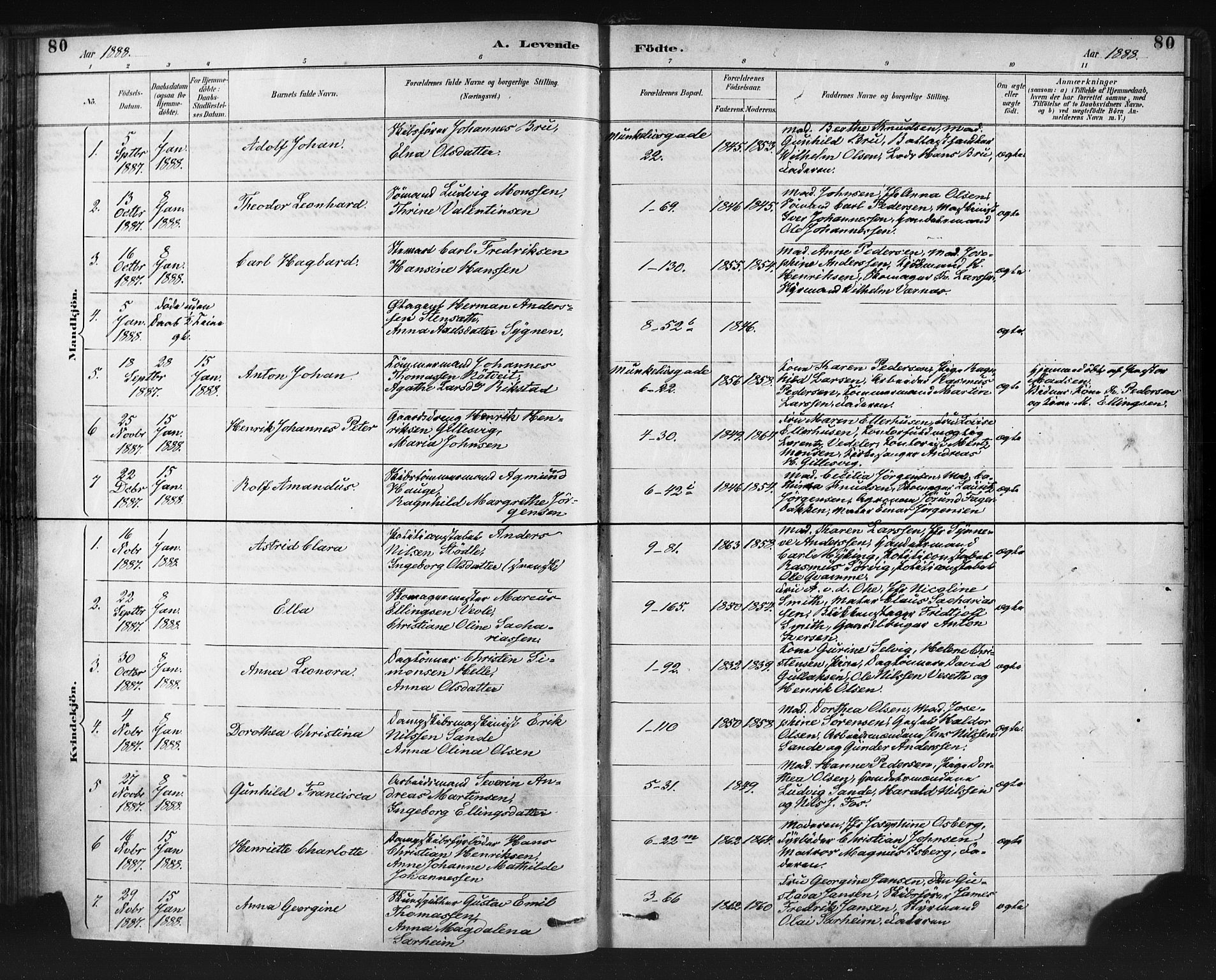 Nykirken Sokneprestembete, SAB/A-77101/H/Haa: Parish register (official) no. B 5, 1885-1894, p. 80