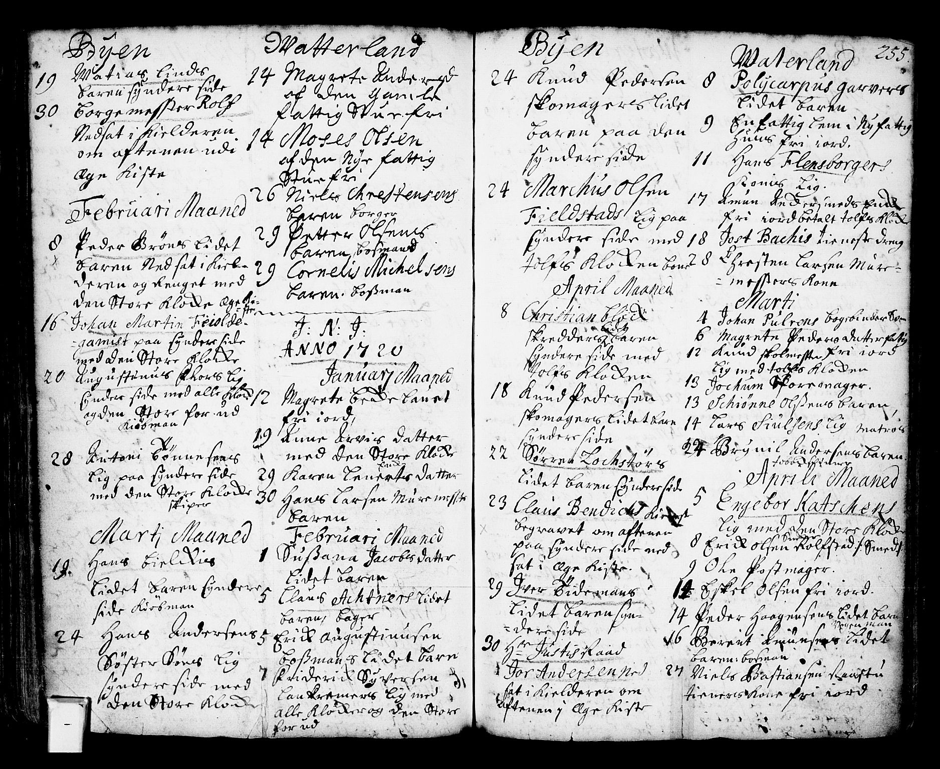 Oslo domkirke Kirkebøker, SAO/A-10752/F/Fa/L0002: Parish register (official) no. 2, 1705-1730, p. 255