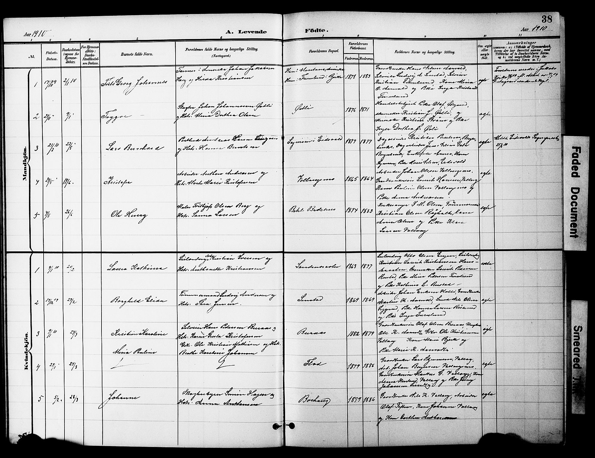 Nannestad prestekontor Kirkebøker, SAO/A-10414a/G/Gc/L0001: Parish register (copy) no. III 1, 1901-1916, p. 38