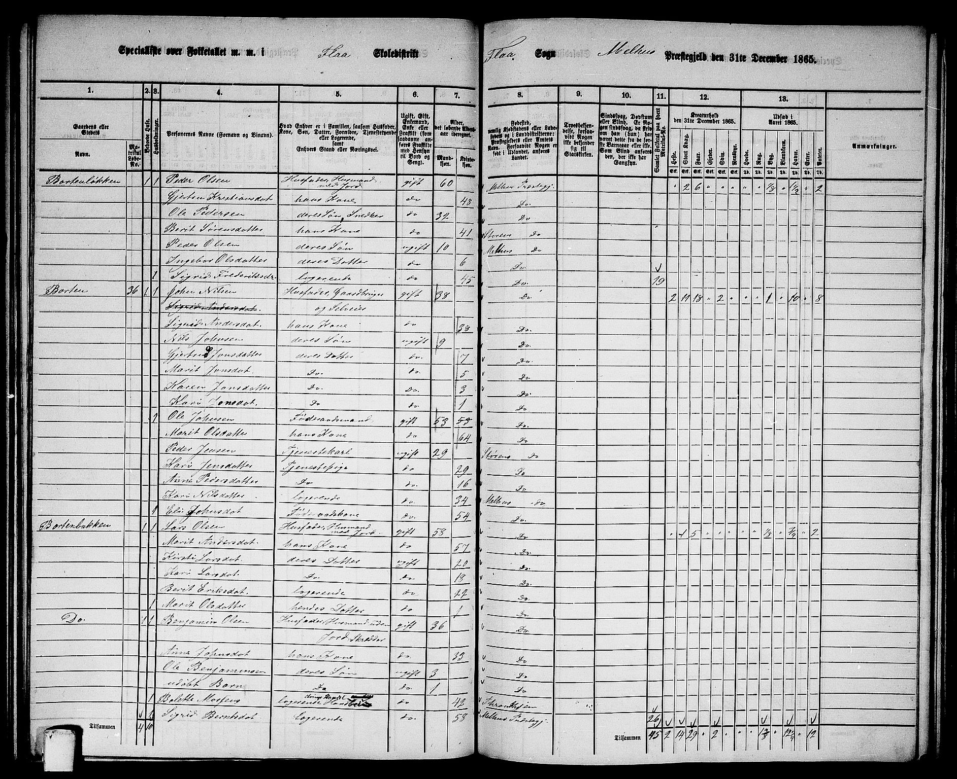 RA, 1865 census for Melhus, 1865, p. 150