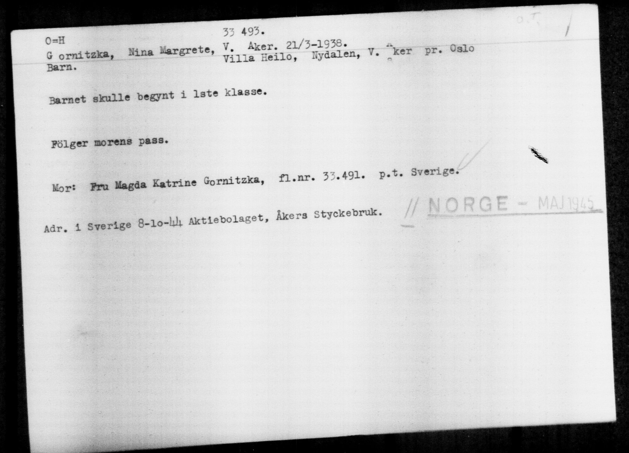 Utenriksstasjonene, Legasjonen i Stockholm, Flyktningkontoret, AV/RA-S-6753/V/Va/L0013: Kjesäterkartoteket, flyktninger med registreringsnr. 31500-34731, 1940-1945, p. 2099