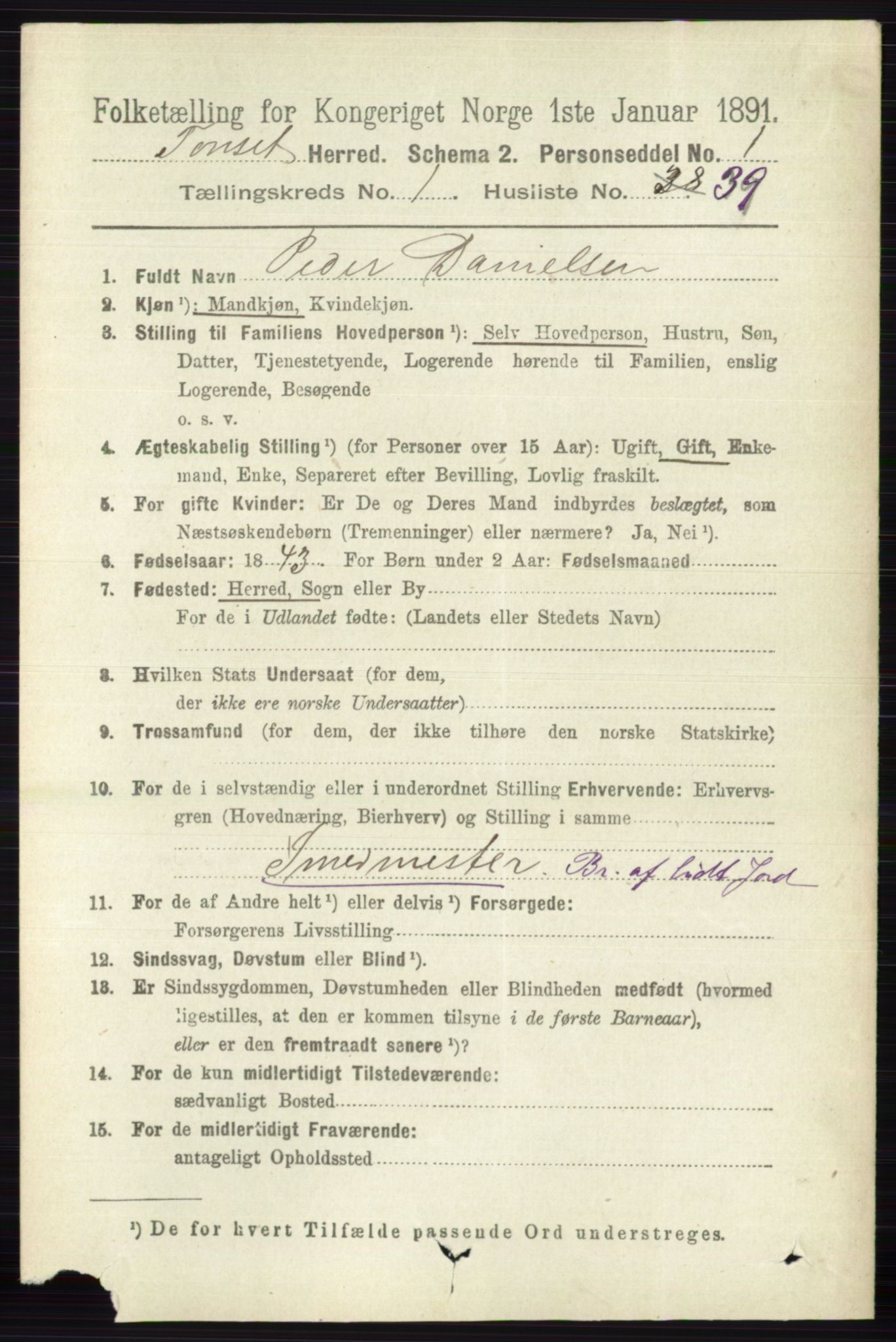 RA, 1891 census for 0437 Tynset, 1891, p. 290