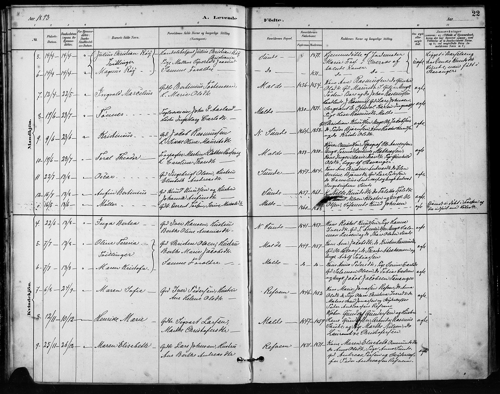 Håland sokneprestkontor, AV/SAST-A-101802/001/30BA/L0011: Parish register (official) no. A 10, 1883-1900, p. 22