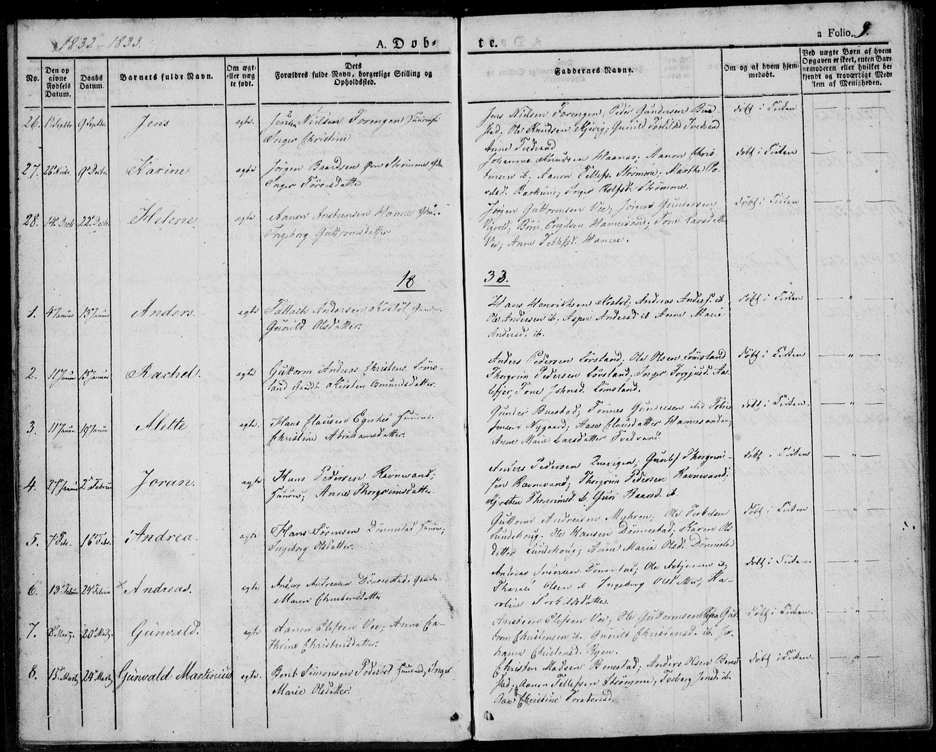 Tveit sokneprestkontor, AV/SAK-1111-0043/F/Fa/L0003: Parish register (official) no. A 3, 1829-1852, p. 9