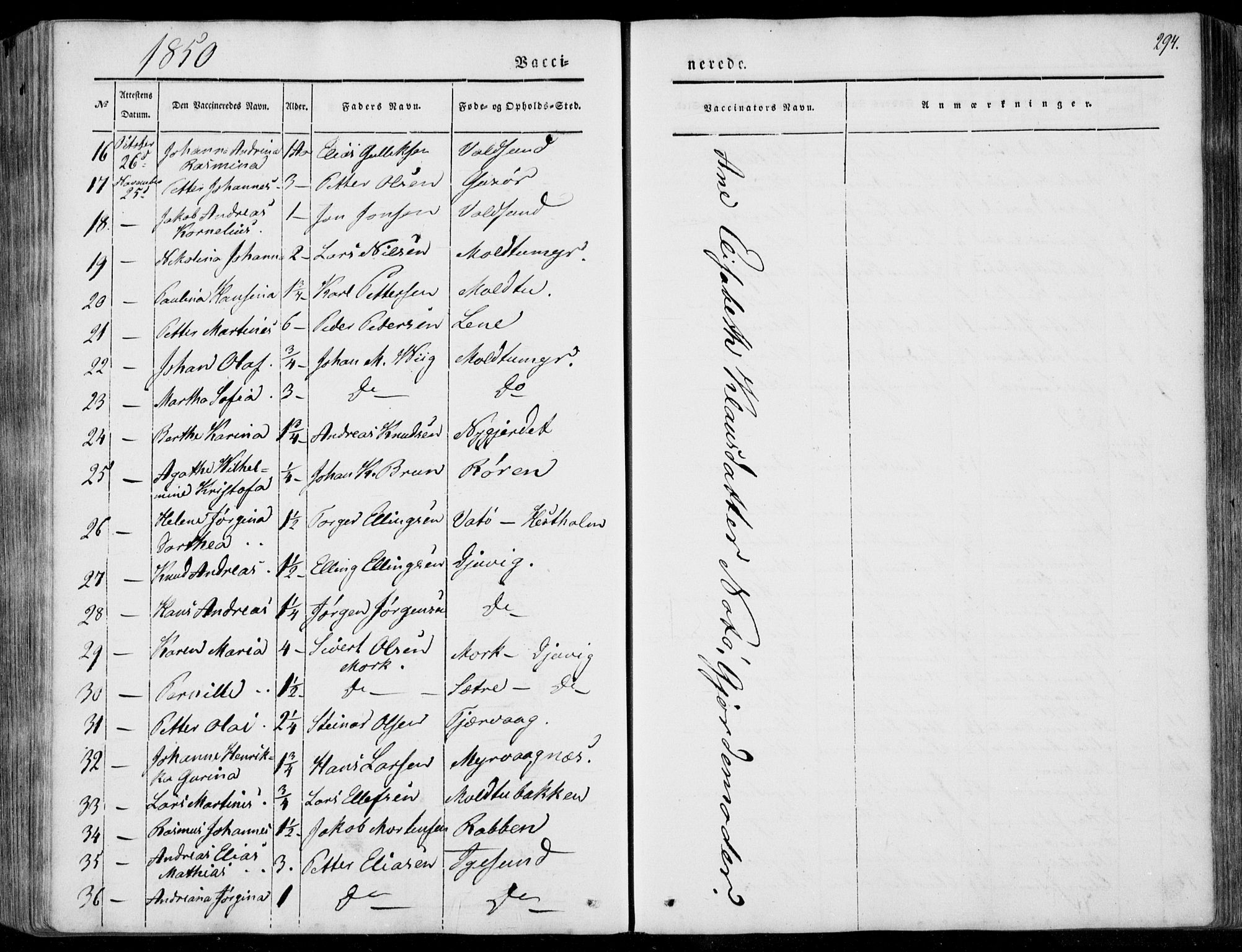 Ministerialprotokoller, klokkerbøker og fødselsregistre - Møre og Romsdal, AV/SAT-A-1454/507/L0070: Parish register (official) no. 507A05, 1842-1873, p. 294