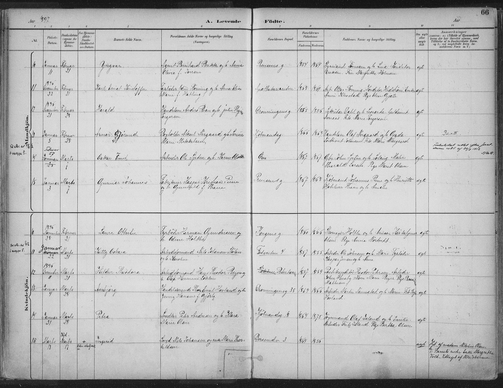 Ministerialprotokoller, klokkerbøker og fødselsregistre - Sør-Trøndelag, SAT/A-1456/601/L0062: Parish register (official) no. 601A30, 1891-1911, p. 66