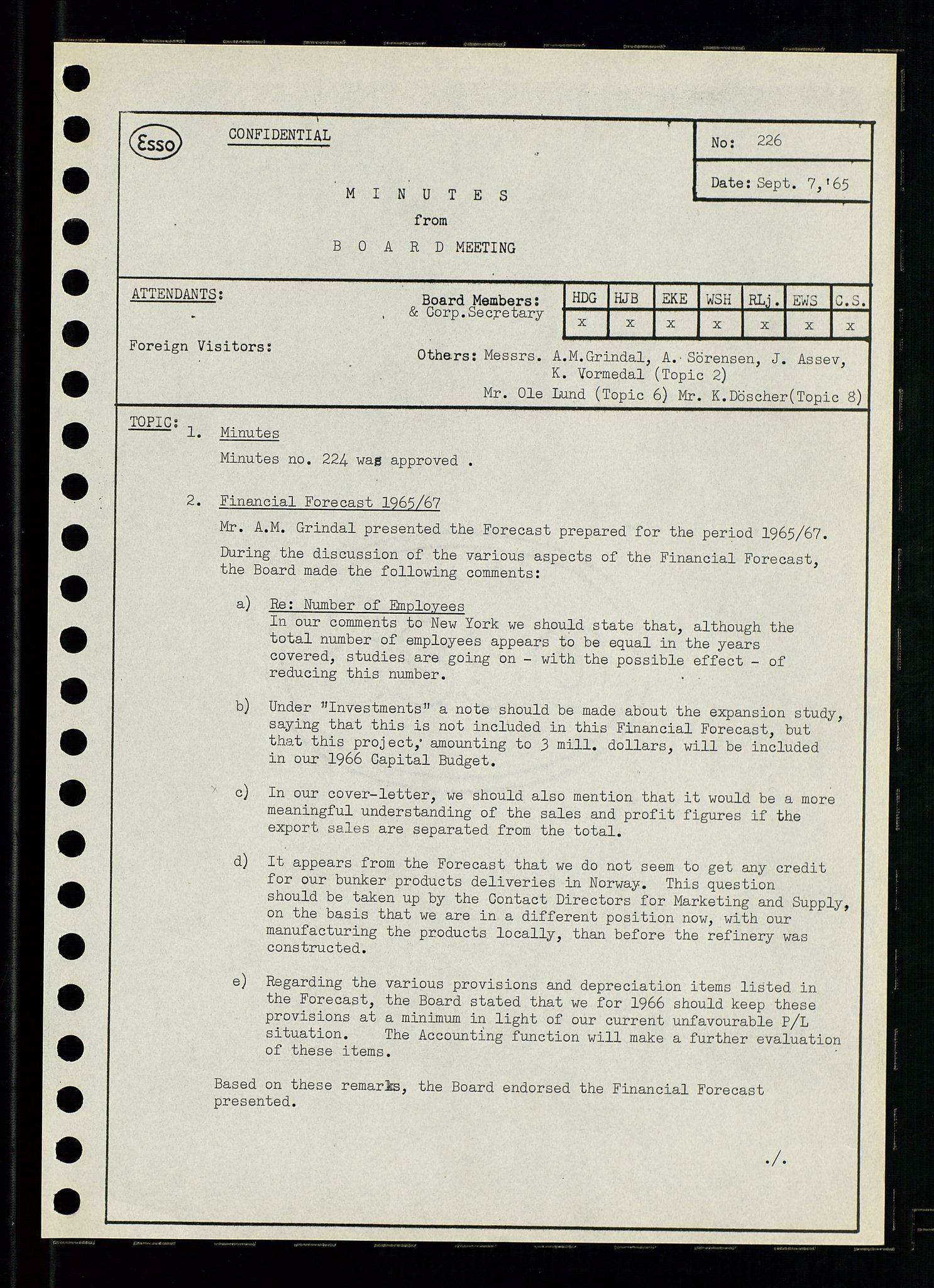 Pa 0982 - Esso Norge A/S, AV/SAST-A-100448/A/Aa/L0002/0001: Den administrerende direksjon Board minutes (styrereferater) / Den administrerende direksjon Board minutes (styrereferater), 1965, p. 58