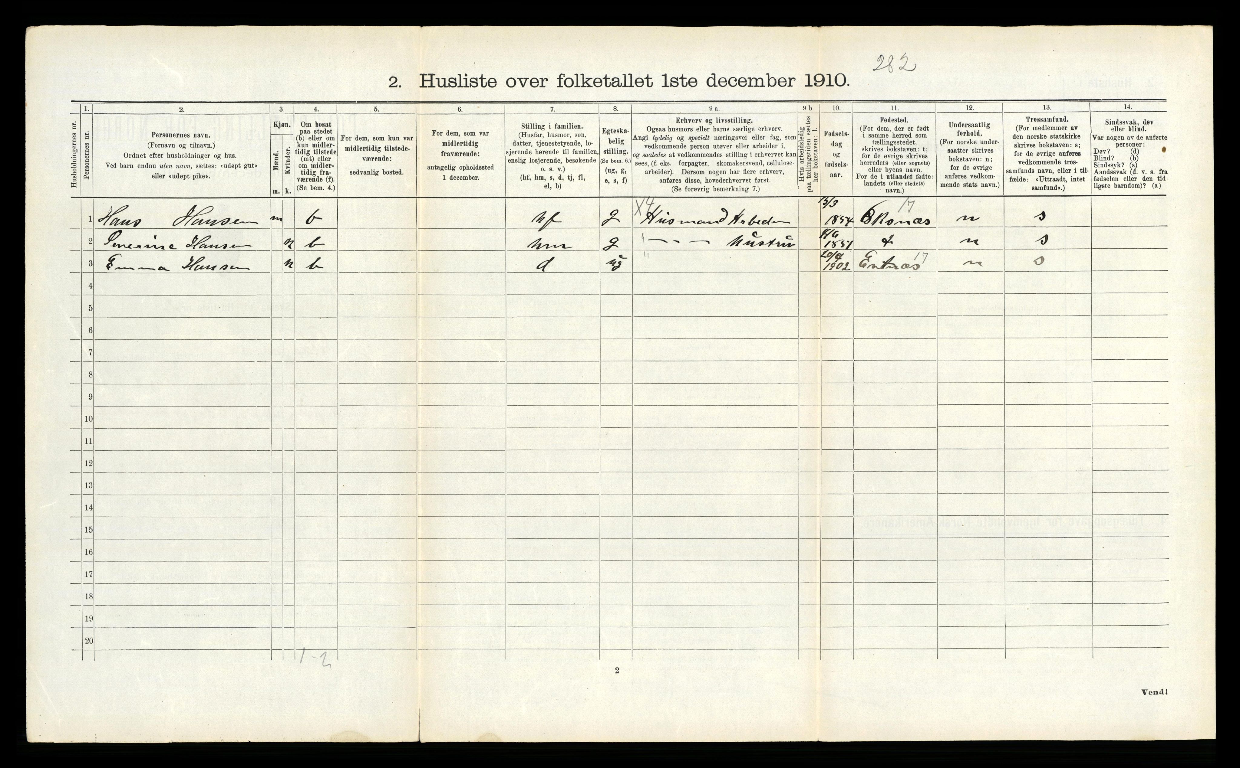 RA, 1910 census for Vågan, 1910, p. 1552