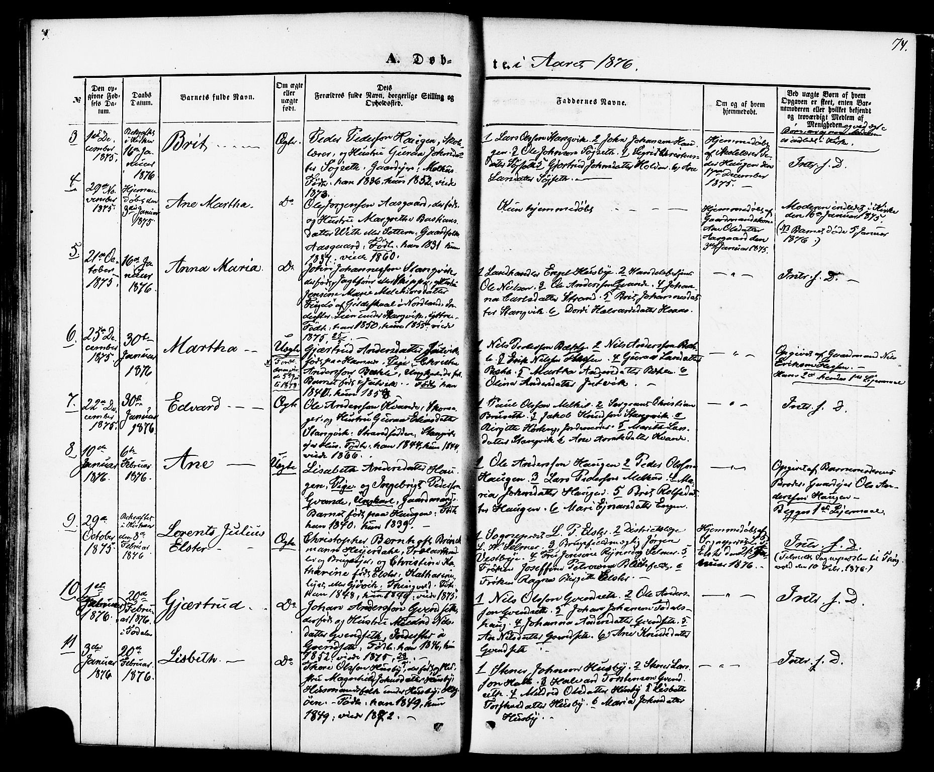 Ministerialprotokoller, klokkerbøker og fødselsregistre - Møre og Romsdal, AV/SAT-A-1454/592/L1027: Parish register (official) no. 592A05, 1865-1878, p. 74