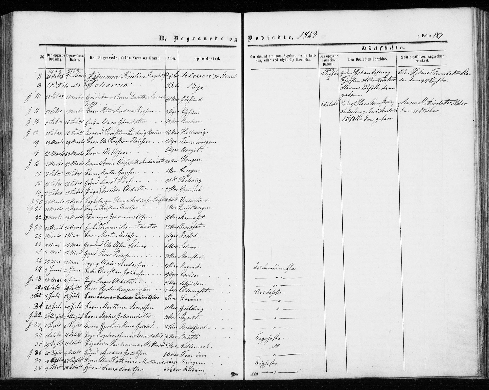 Ministerialprotokoller, klokkerbøker og fødselsregistre - Sør-Trøndelag, SAT/A-1456/655/L0678: Parish register (official) no. 655A07, 1861-1873, p. 187