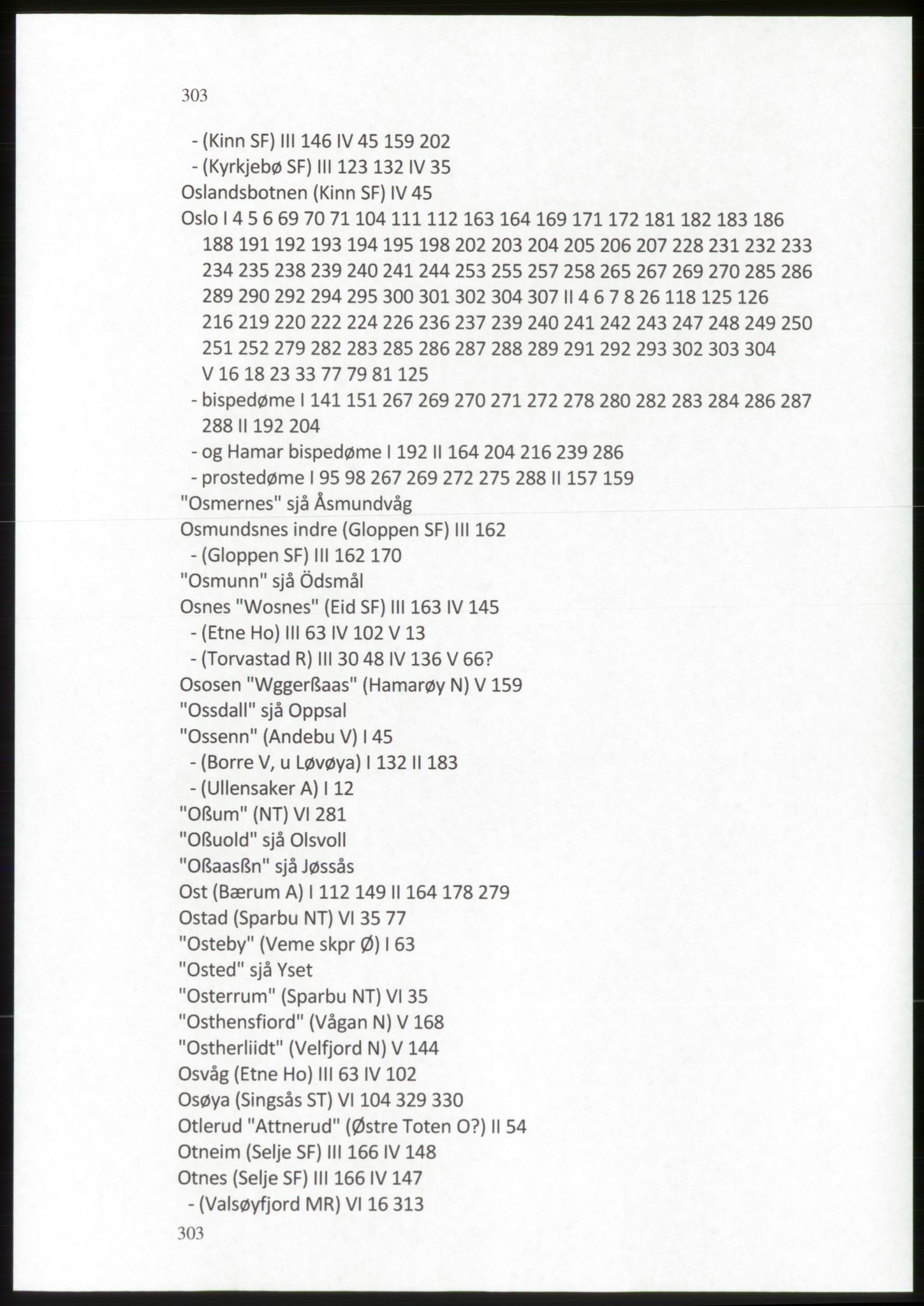 Publikasjoner utgitt av Arkivverket, PUBL/PUBL-001/C/0009: Stedsnavnregister, 1548-1567, p. 303