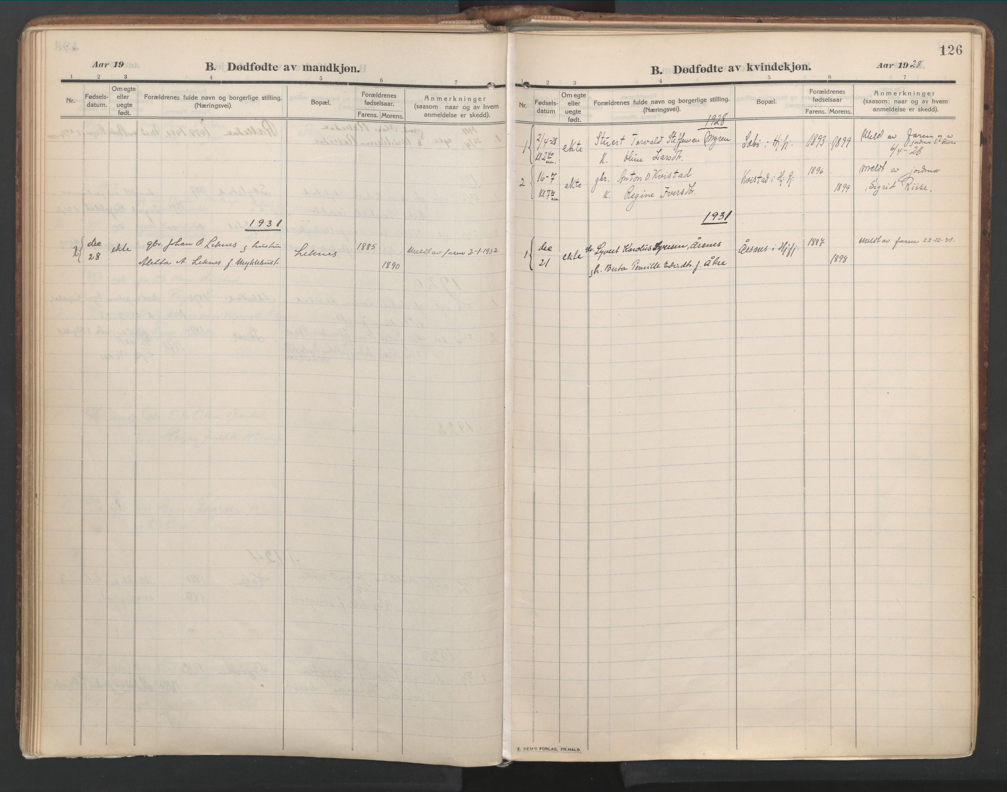 Ministerialprotokoller, klokkerbøker og fødselsregistre - Møre og Romsdal, SAT/A-1454/515/L0212: Parish register (official) no. 515A08, 1911-1935, p. 126