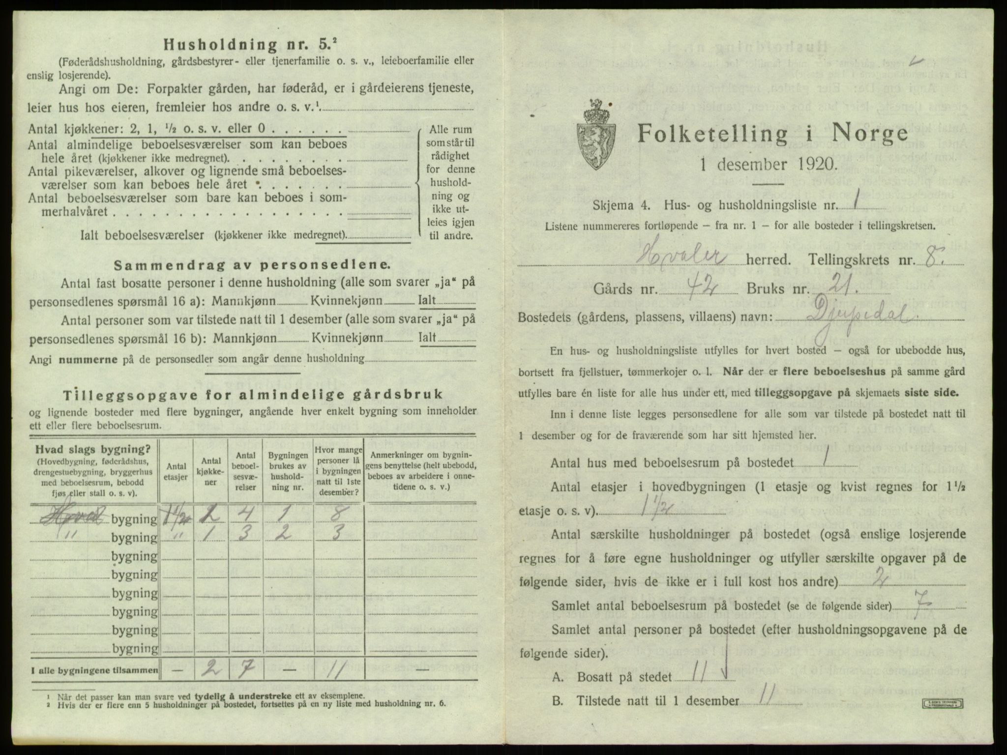 SAO, 1920 census for Hvaler, 1920, p. 1309