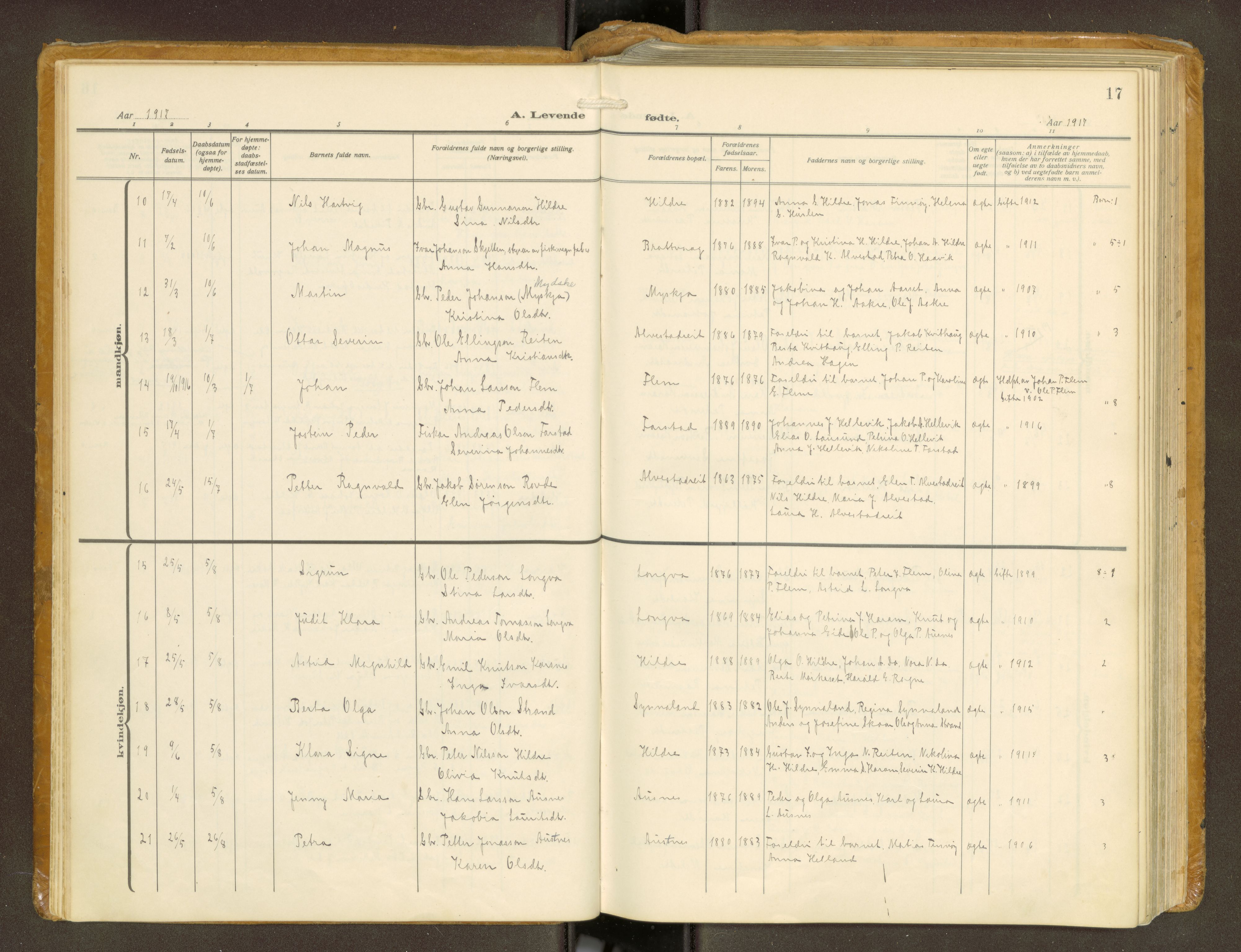 Ministerialprotokoller, klokkerbøker og fødselsregistre - Møre og Romsdal, SAT/A-1454/536/L0518: Parish register (official) no. 536A--, 1914-1931, p. 17