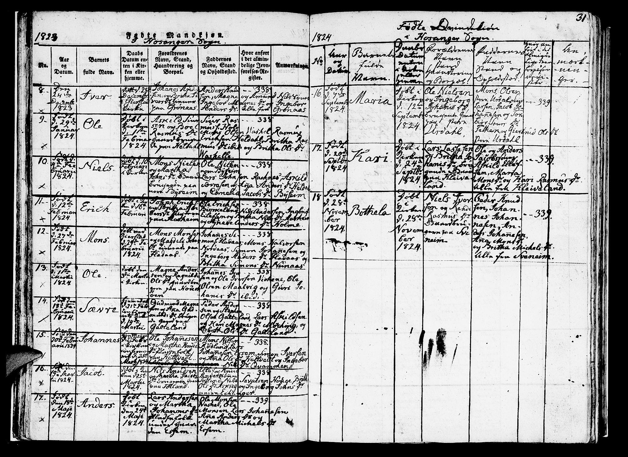 Hosanger sokneprestembete, SAB/A-75801/H/Haa: Parish register (official) no. A 5, 1815-1824, p. 31