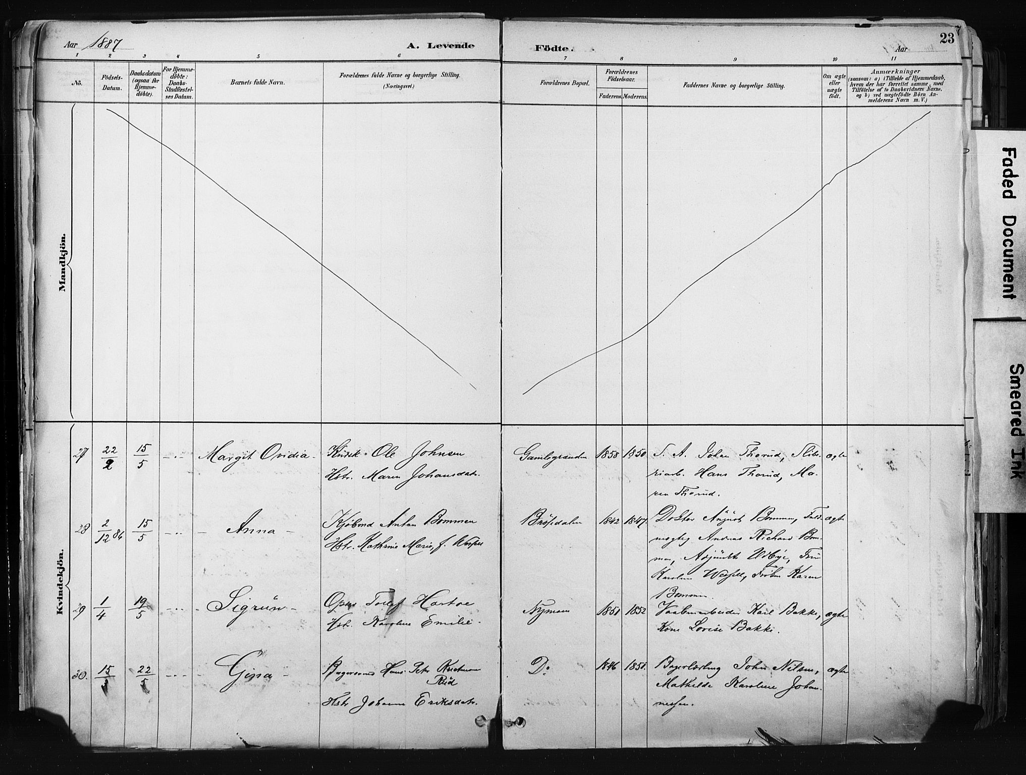 Kongsberg kirkebøker, AV/SAKO-A-22/F/Fb/L0002: Parish register (official) no. II 2, 1886-1896, p. 23