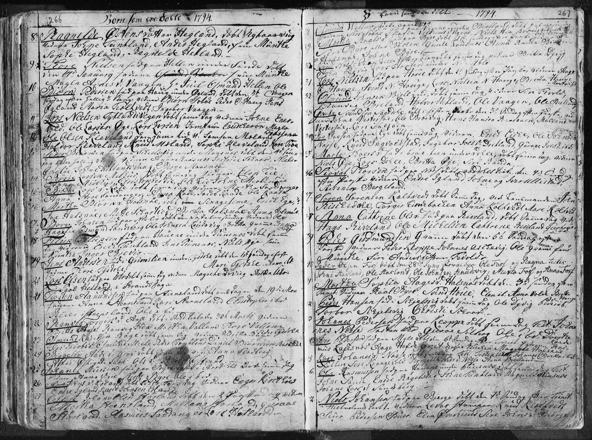 Hjelmeland sokneprestkontor, AV/SAST-A-101843/01/IV/L0001: Parish register (official) no. A 1, 1760-1799, p. 266-267