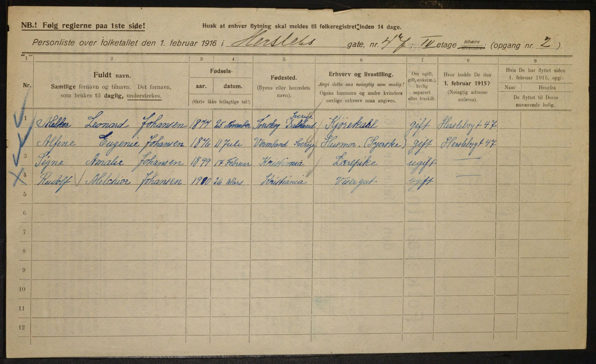 OBA, Municipal Census 1916 for Kristiania, 1916, p. 40466