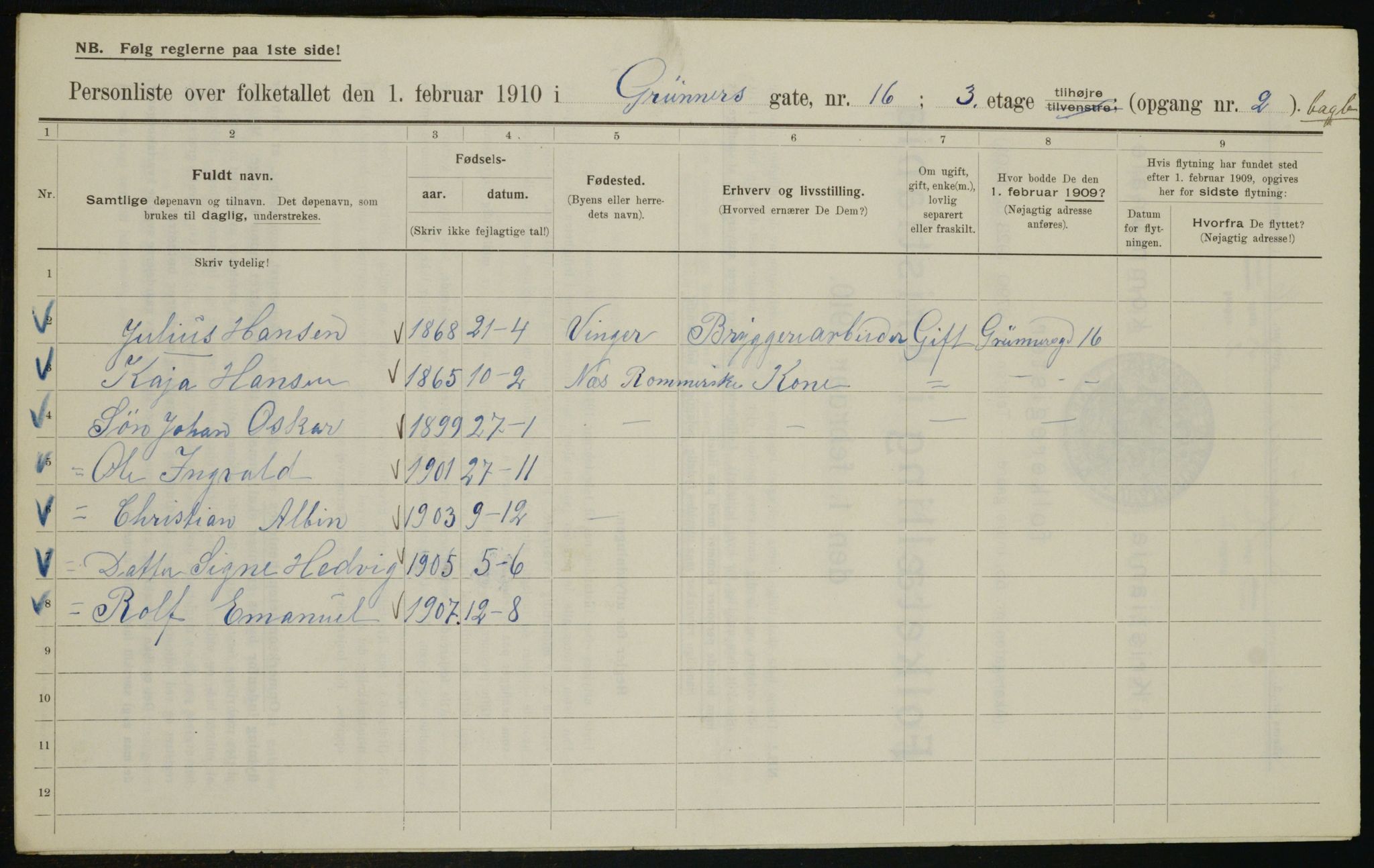 OBA, Municipal Census 1910 for Kristiania, 1910, p. 29853