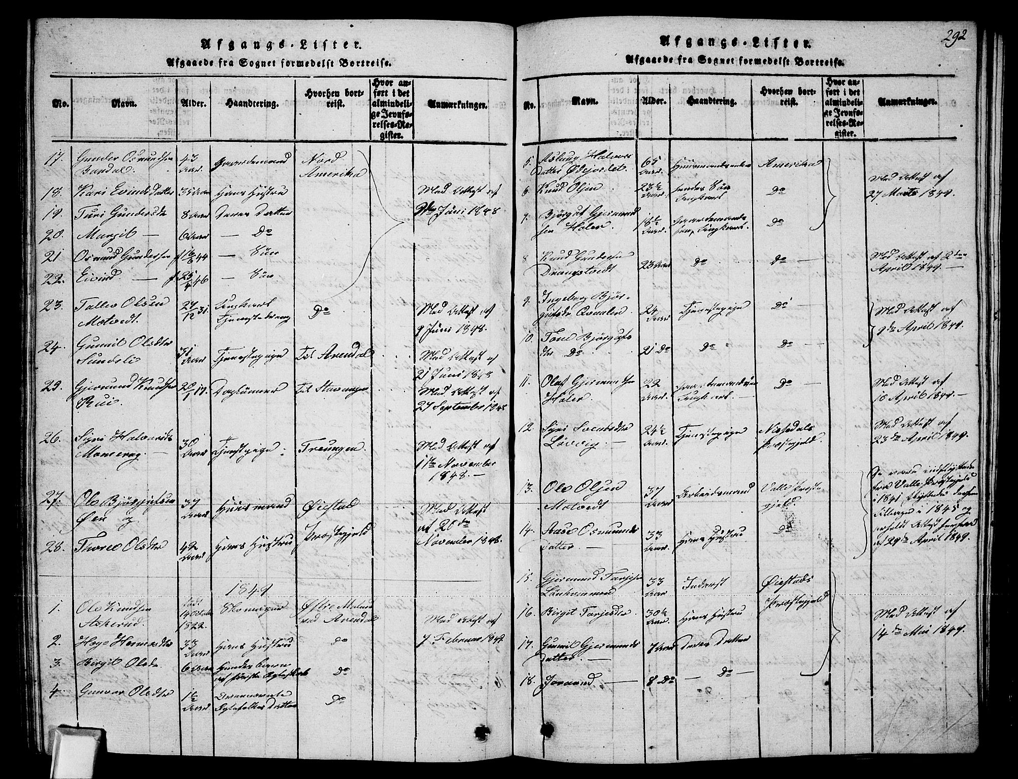 Fyresdal kirkebøker, SAKO/A-263/G/Ga/L0002: Parish register (copy) no. I 2, 1815-1857, p. 292