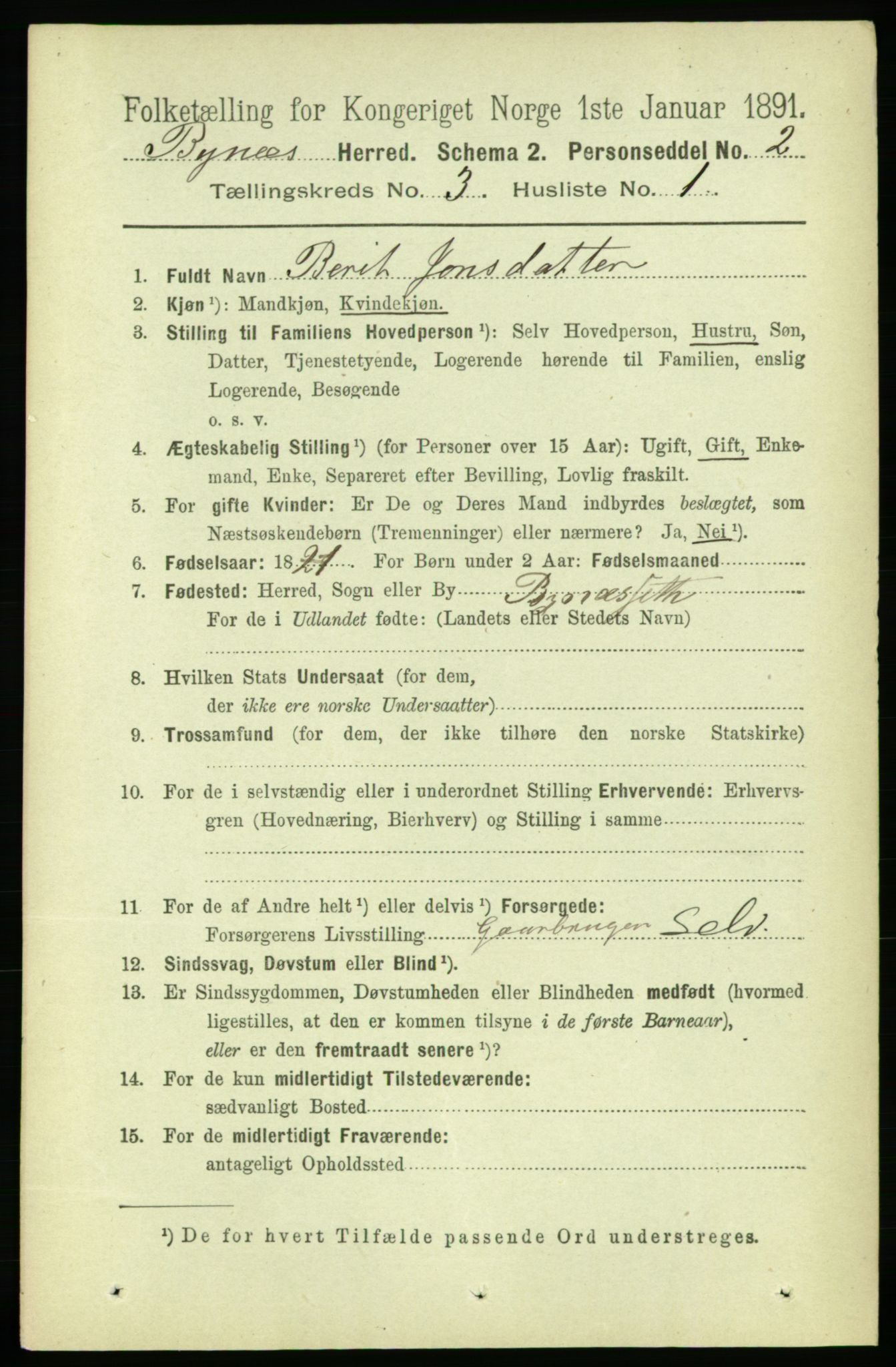 RA, 1891 census for 1655 Byneset, 1891, p. 1286