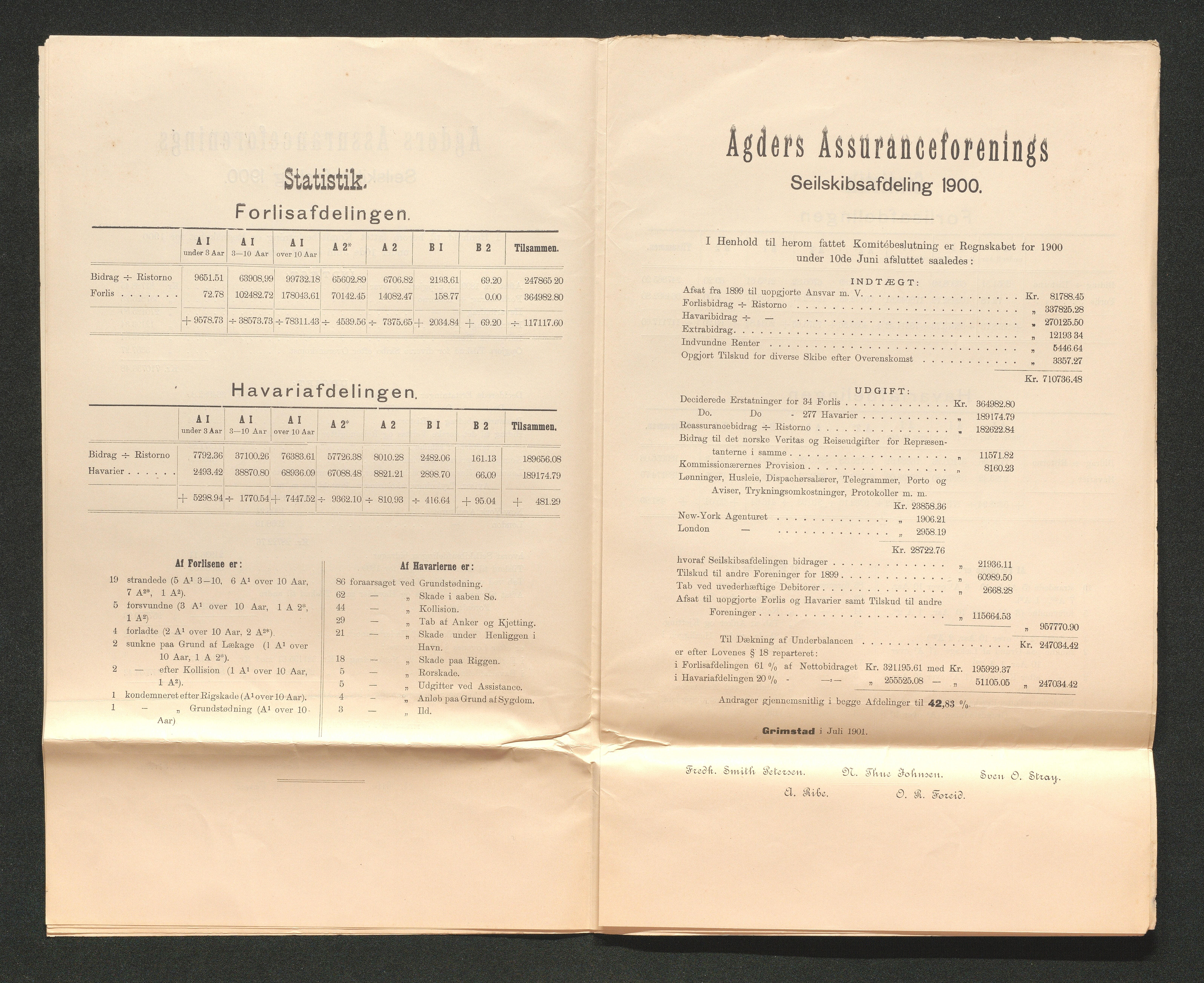 Agders Gjensidige Assuranceforening, AAKS/PA-1718/05/L0003: Regnskap, seilavdeling, pakkesak, 1890-1912